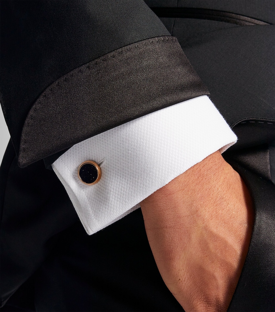 Stainless Steel and Blue Goldstone Meisterstück Cufflinks BLUE Image 2