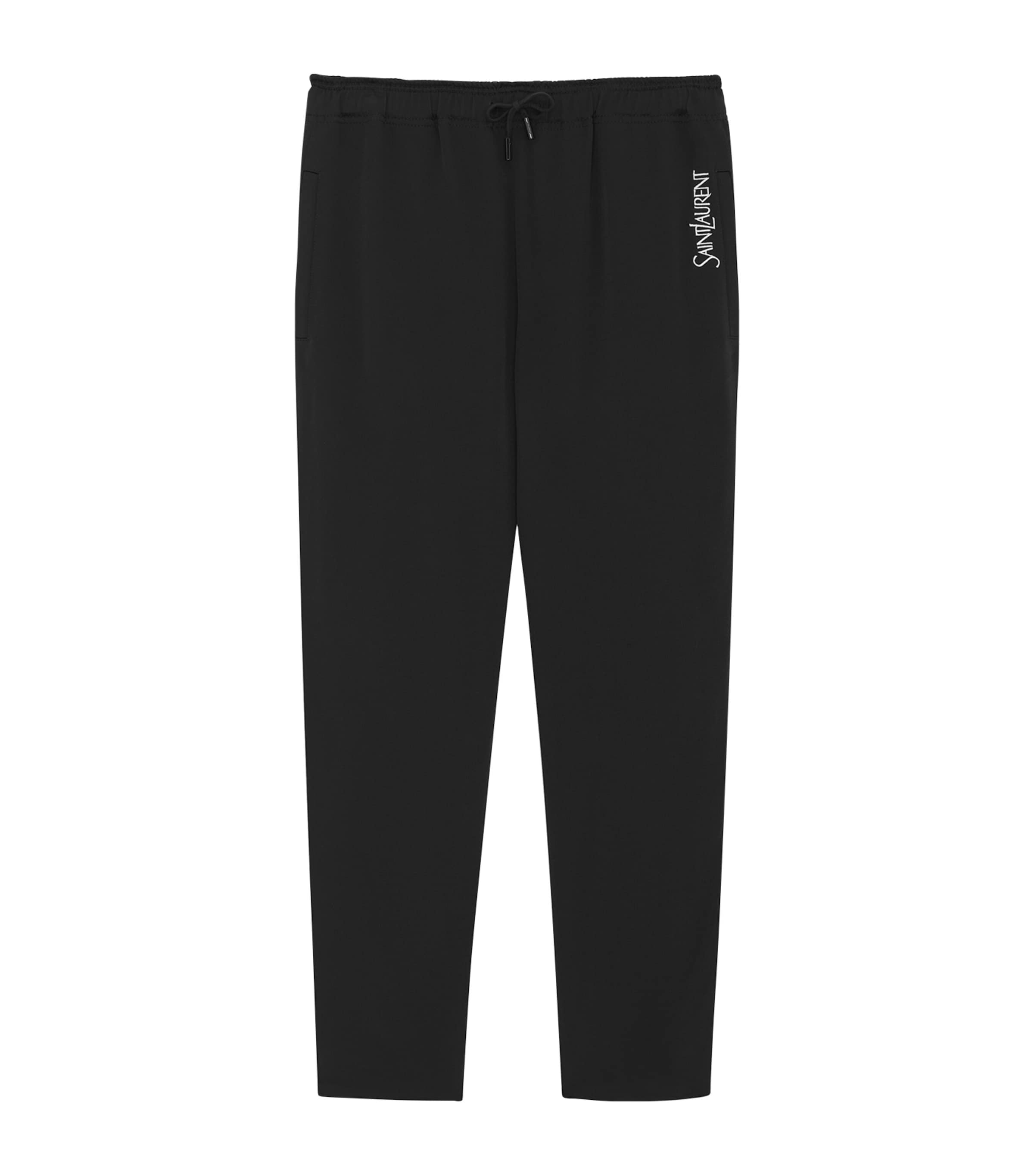 Saint Laurent Embroidered-logo Cotton Track Pants In Black