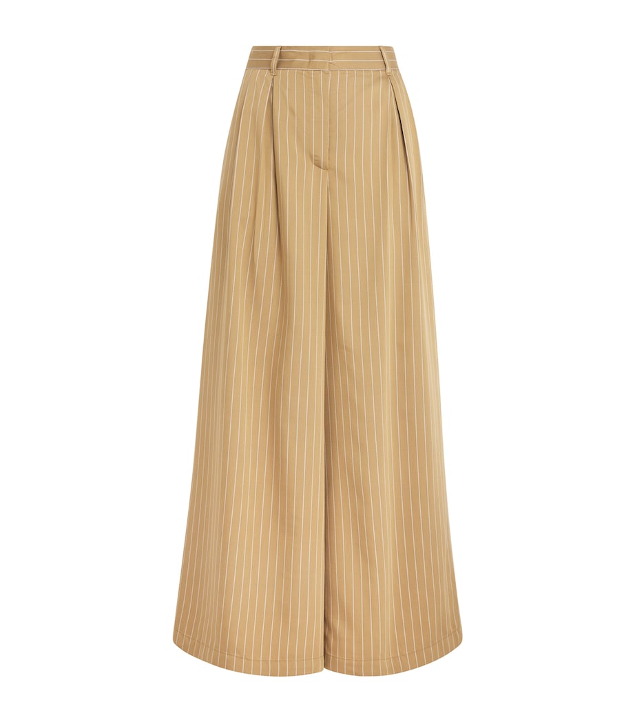 Pinstripe Wide-Leg Trousers OCHRE Image 1