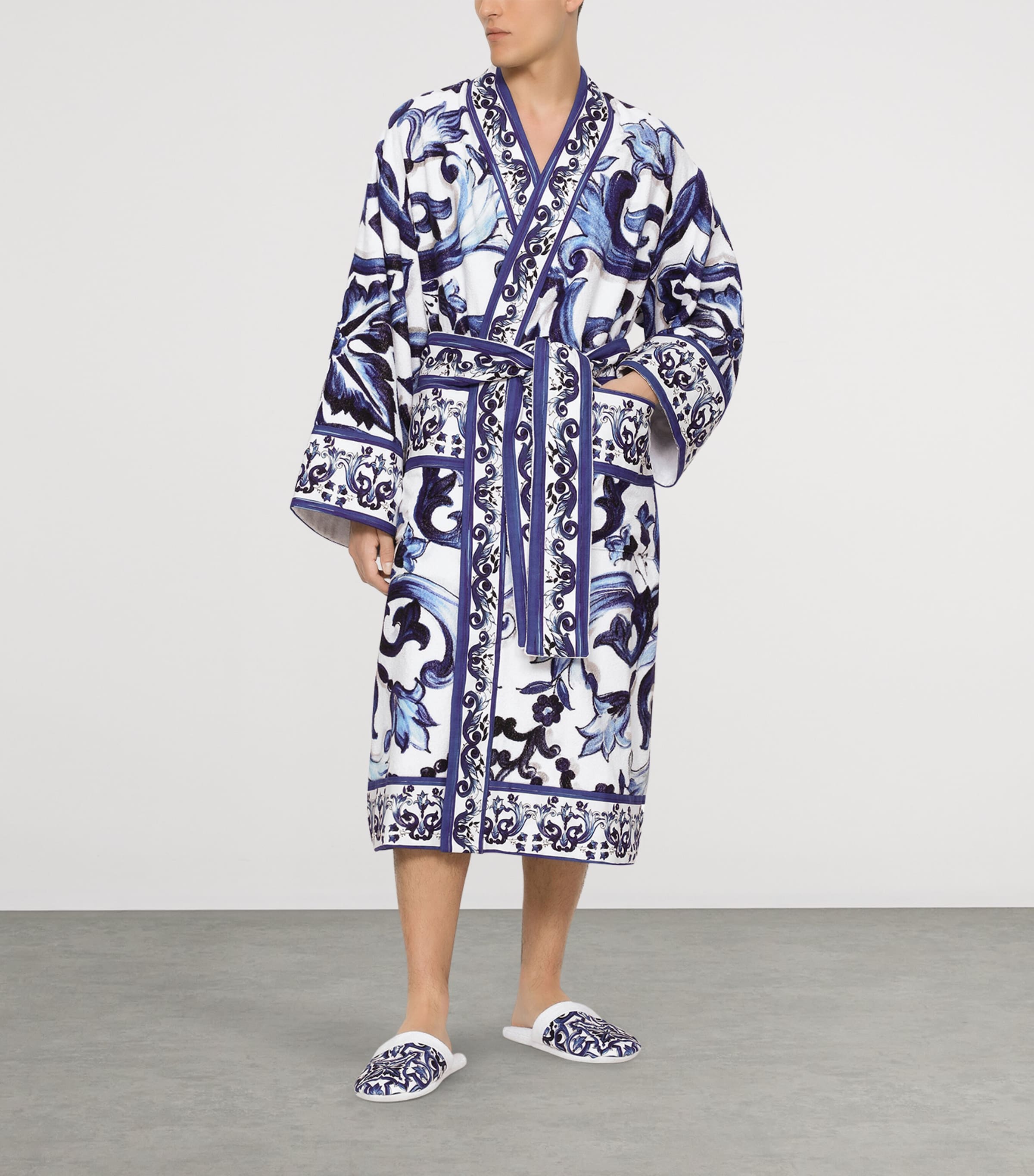 Dolce & Gabbana Casa Multi Terry Cotton Blu Mediterraneo Robe