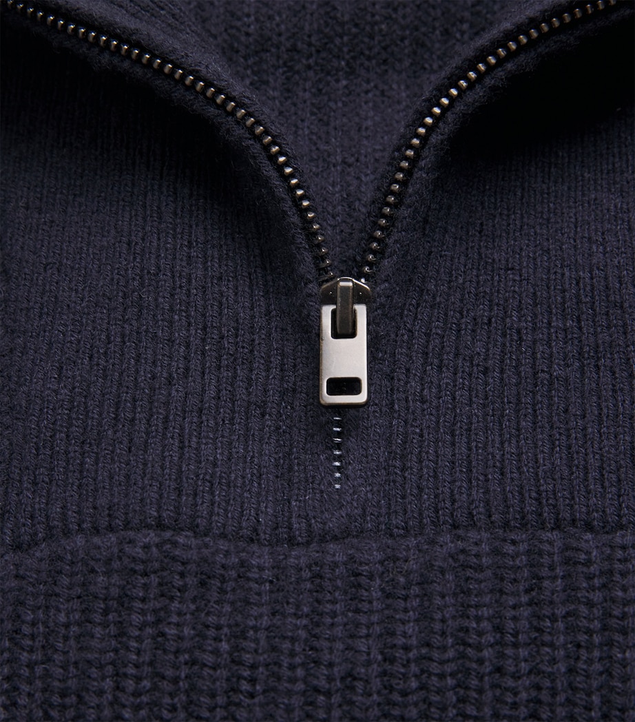 Wool-Cashmere Heirloom Shaker Quarter-Zip Sweater 403CBL COASTAL Image 5