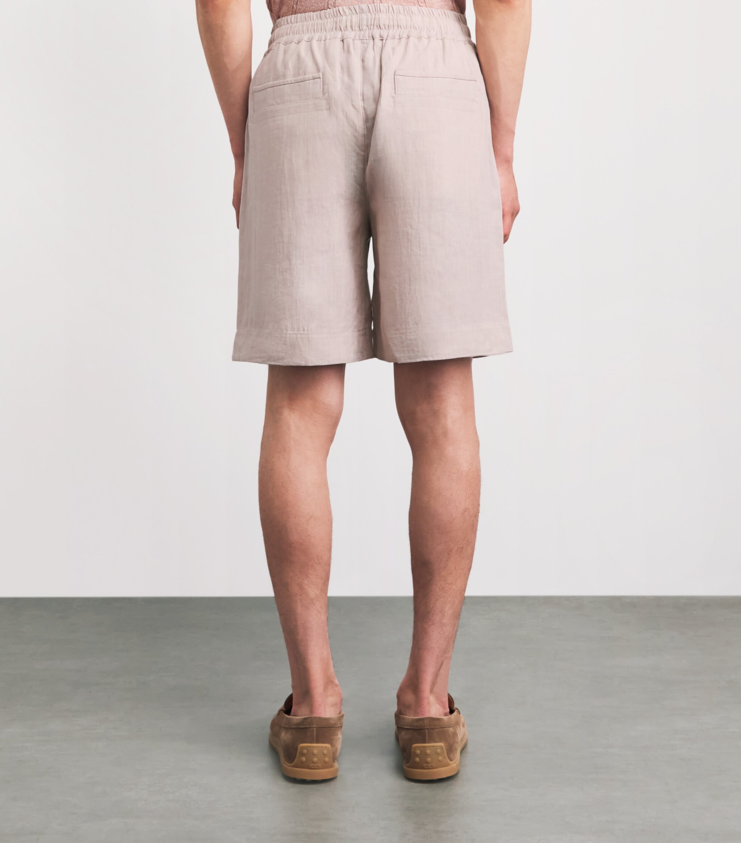 Eleventy Mens Linen Drawstring Bermuda Shorts Cipria Image 5