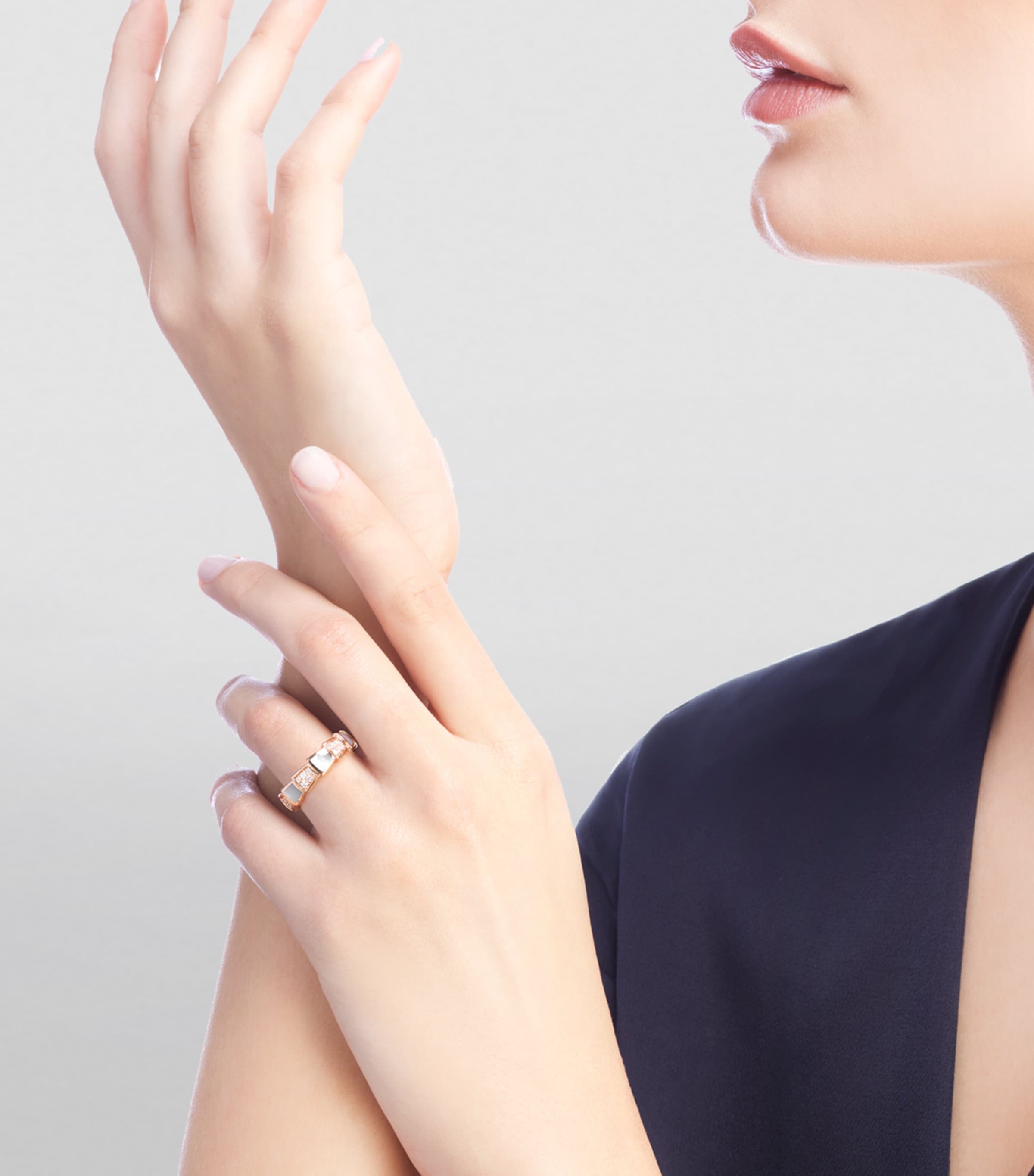Rose Gold, Diamond and Mother-of-Pearl Serpenti Viper Ring PINK GOLD Image 3