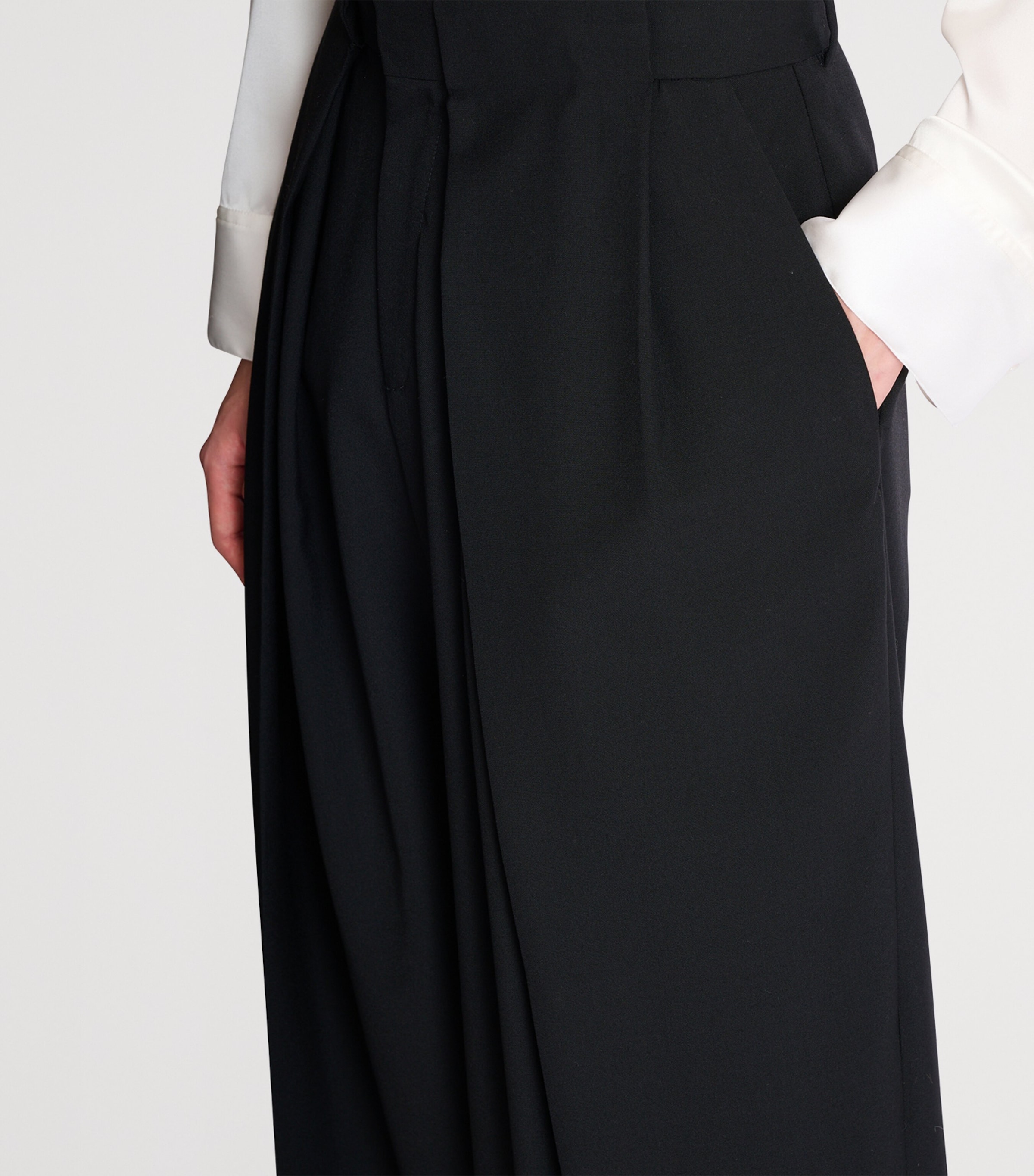 Balmain Mens Wool Twill Pleated Trousers Noir Image 6