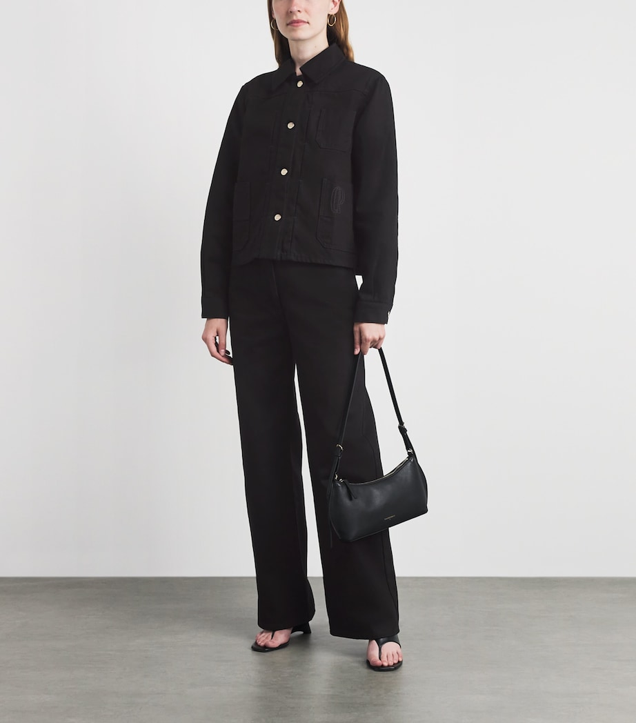 Claudie Pierlot Womens Contrast-Stitch Denim Jacket Black Denim Image 2