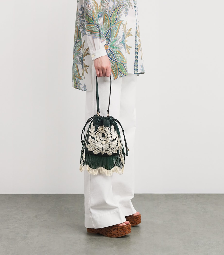 Leather Fringed Embellished Shoulder Bag V0403 Image 2