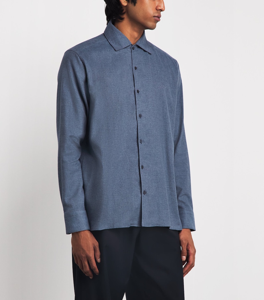 Colombo Mens Cotton Twill Shirt Blue Denim Image 4