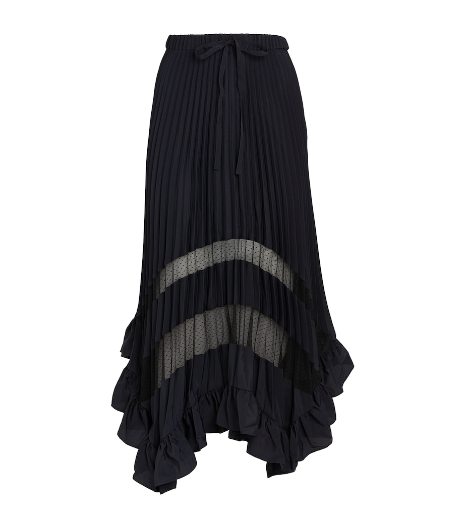 Pleated Asymmetric Midi Skirt NAVY Image 1