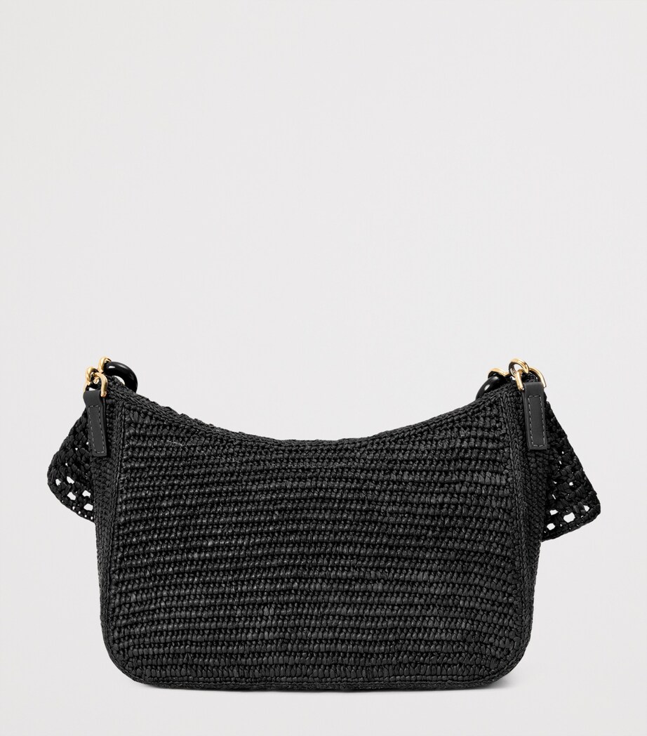 x Paula's Ibiza Medium Raffia Ola Shoulder Bag BLACK Image 5