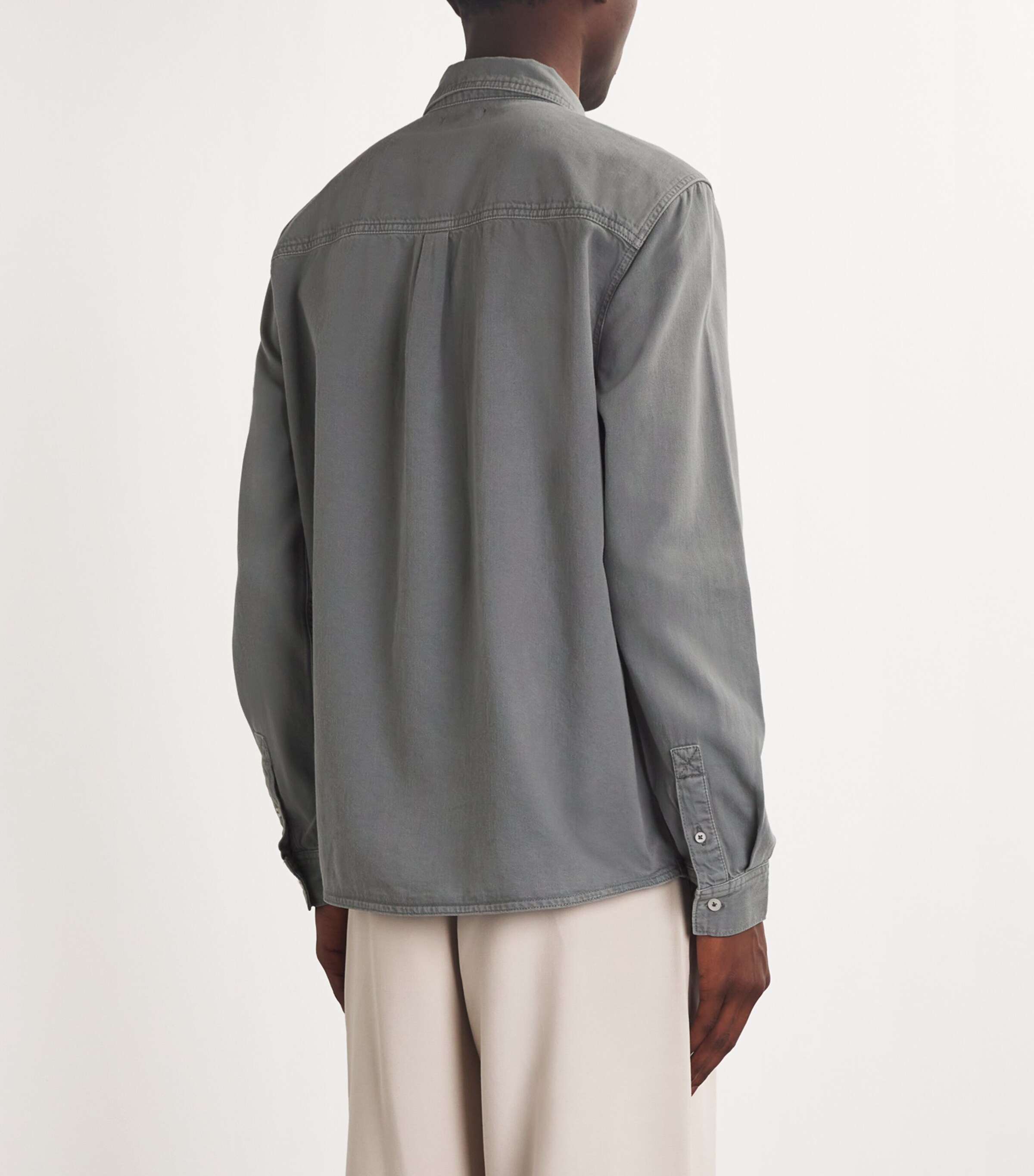 PAIGE Mens Denim Vintage Wash Shirt Vintage Mockingbird Image 4
