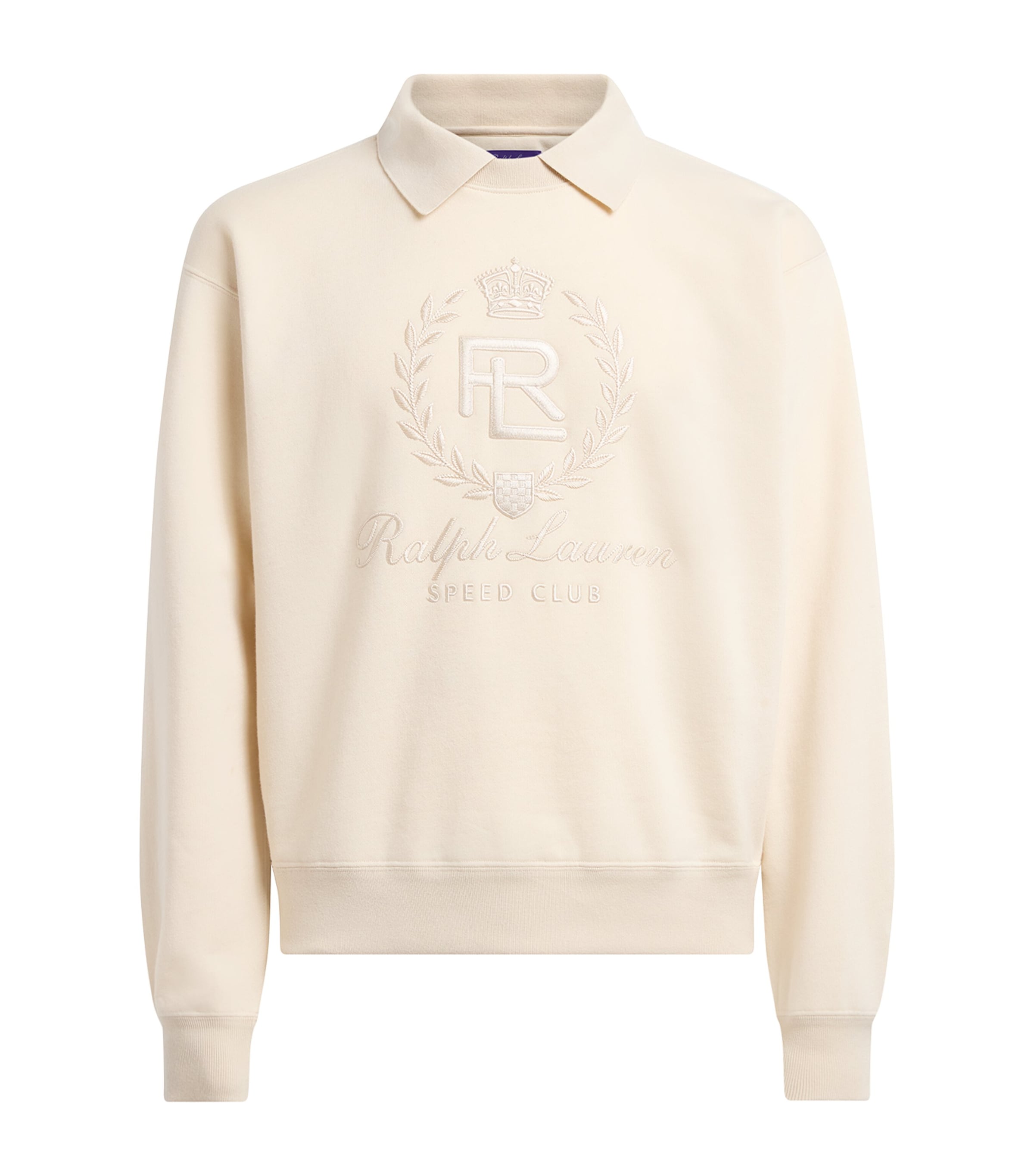 Ralph Lauren Purple Label Mens Cotton-Cashmere Crest Collar Sweatshirt Limestone Image 1