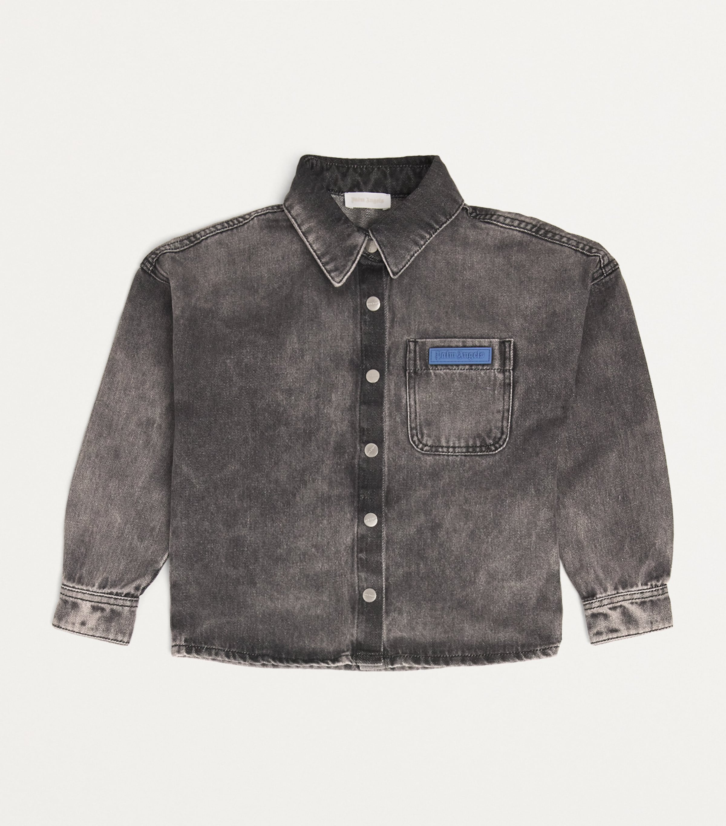 Palm Angels Kids' Denim Shirt In Black