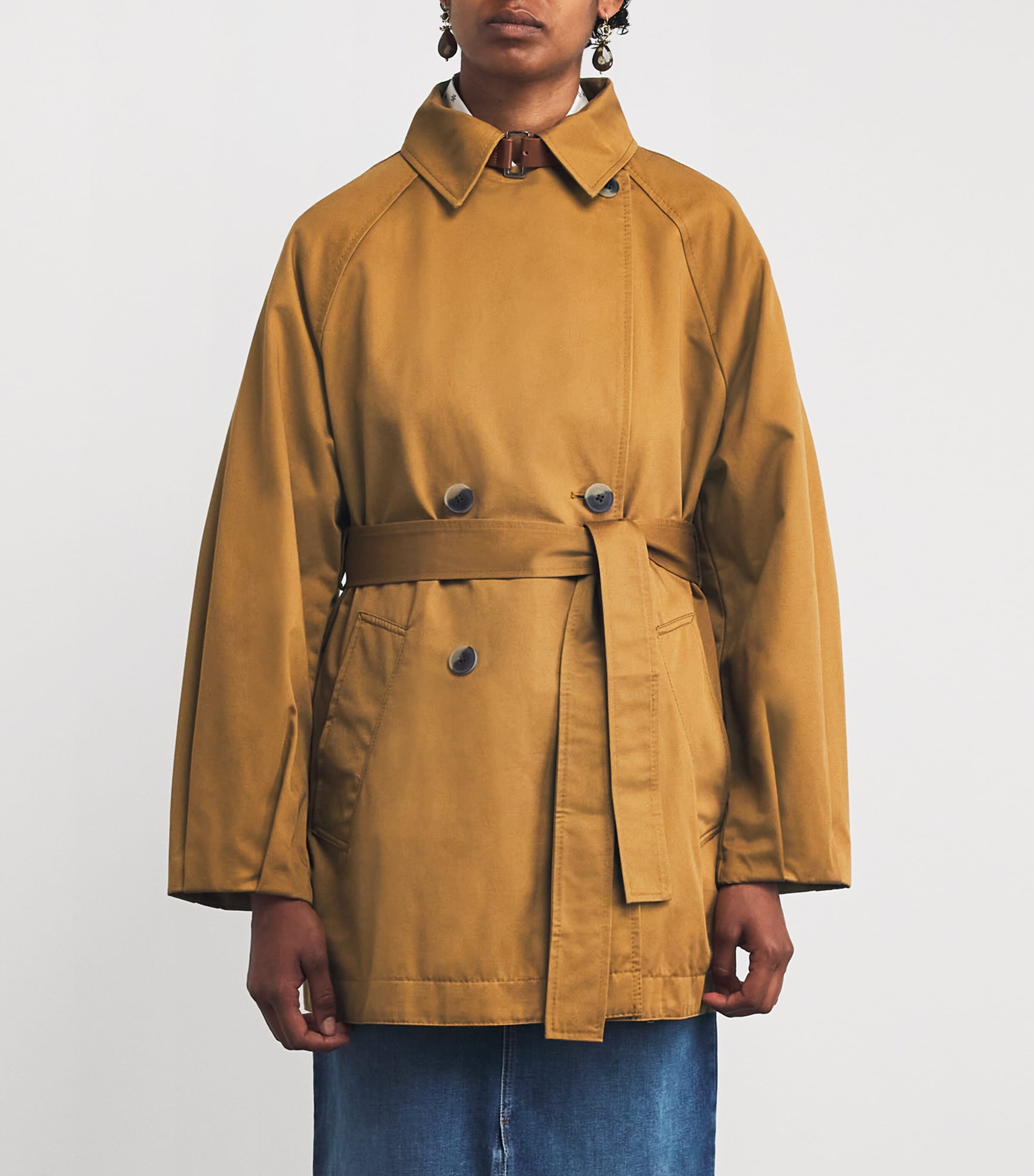 Cotton Gabardine Trench Jacket OCHRE Image 3