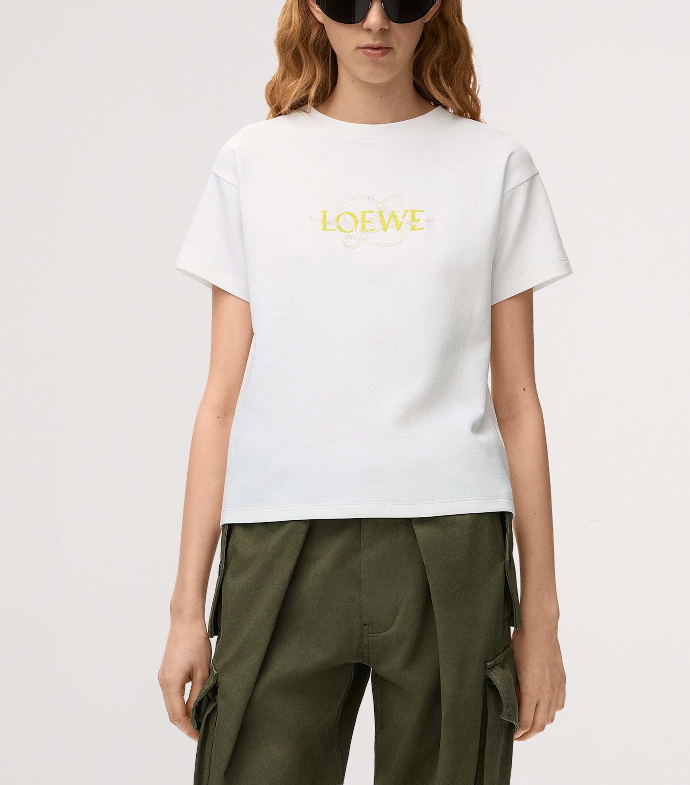 LOEWE Womens Embroidered Logo T-Shirt White Image 3