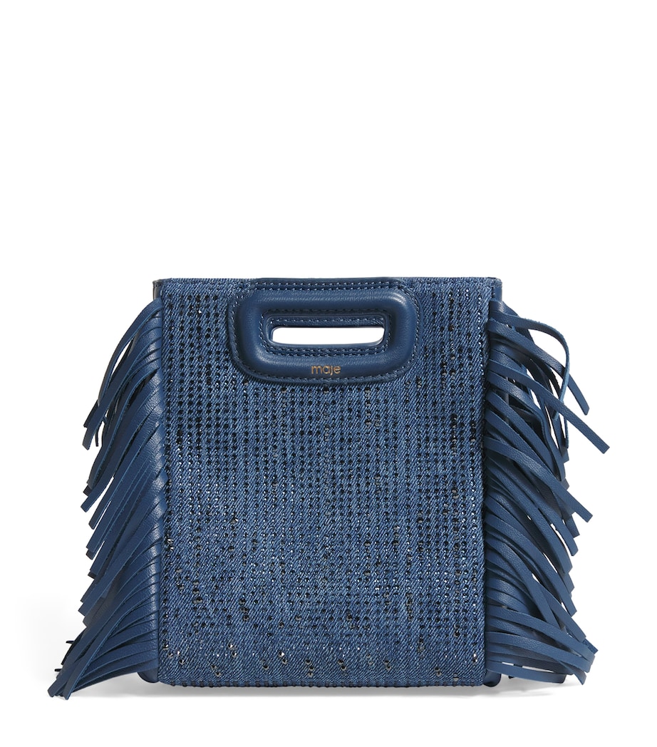 Maje Denim Rhinestone 'M' Top-Handle Bag Blue Image 1