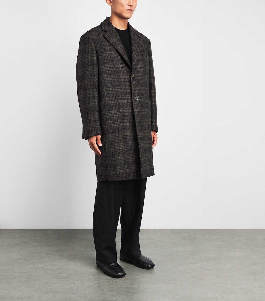 Barena Mens Wool Check Baron Overcoat Uni Unico Image 4