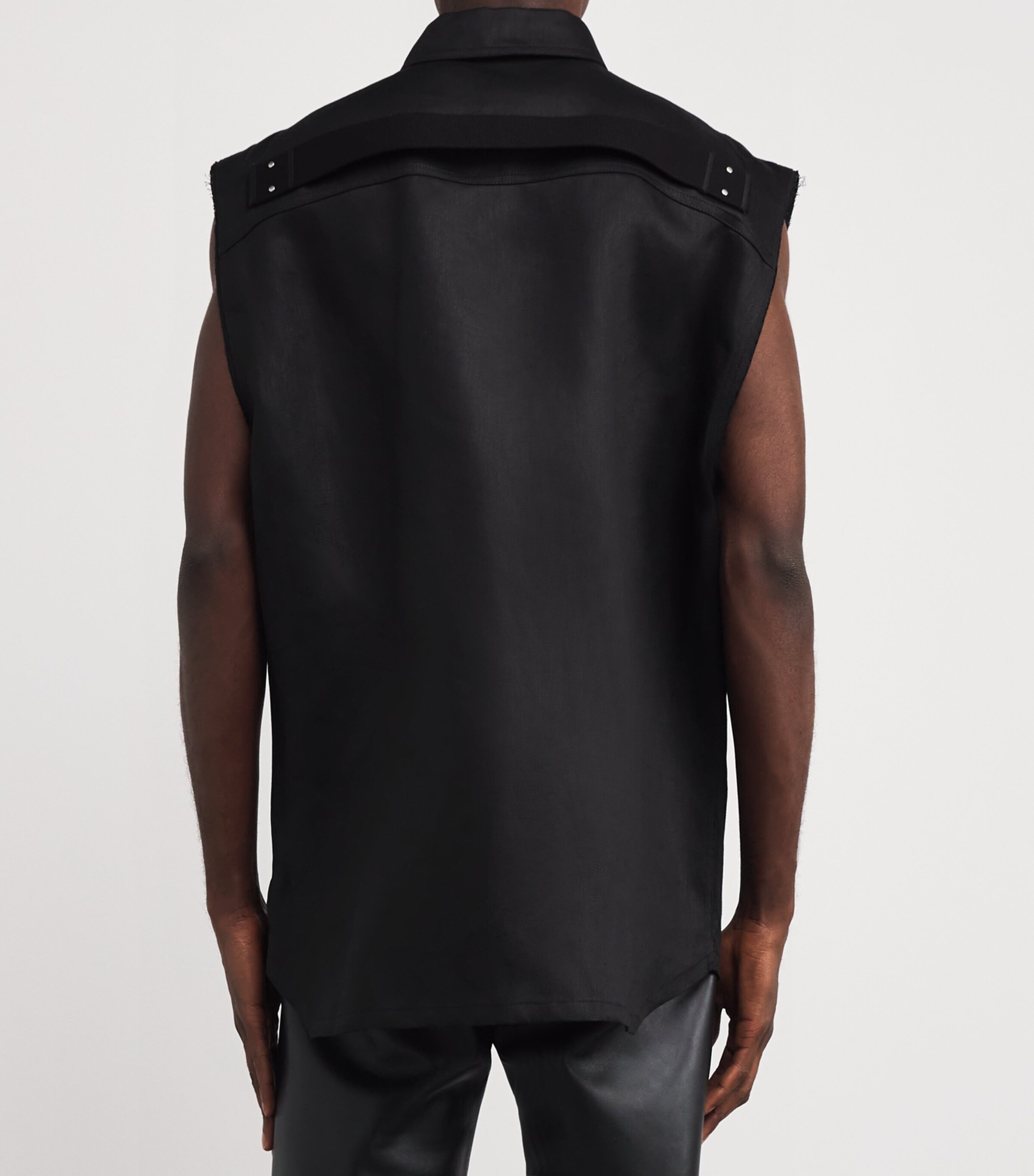 Linen Twill Sleeveless Overshirt 09/BLACK Image 4