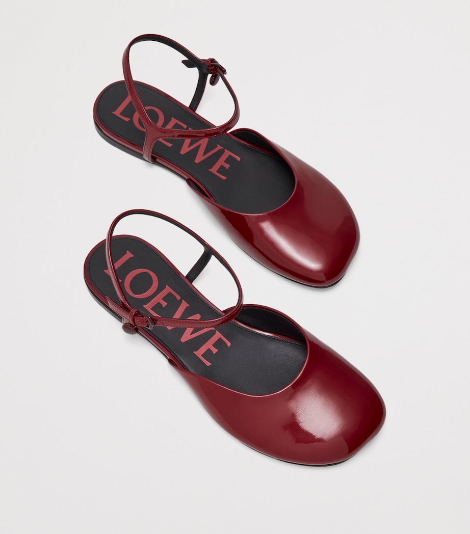 Leather Ankle-Strap Toy Ballet Flats DARK RED Image 4