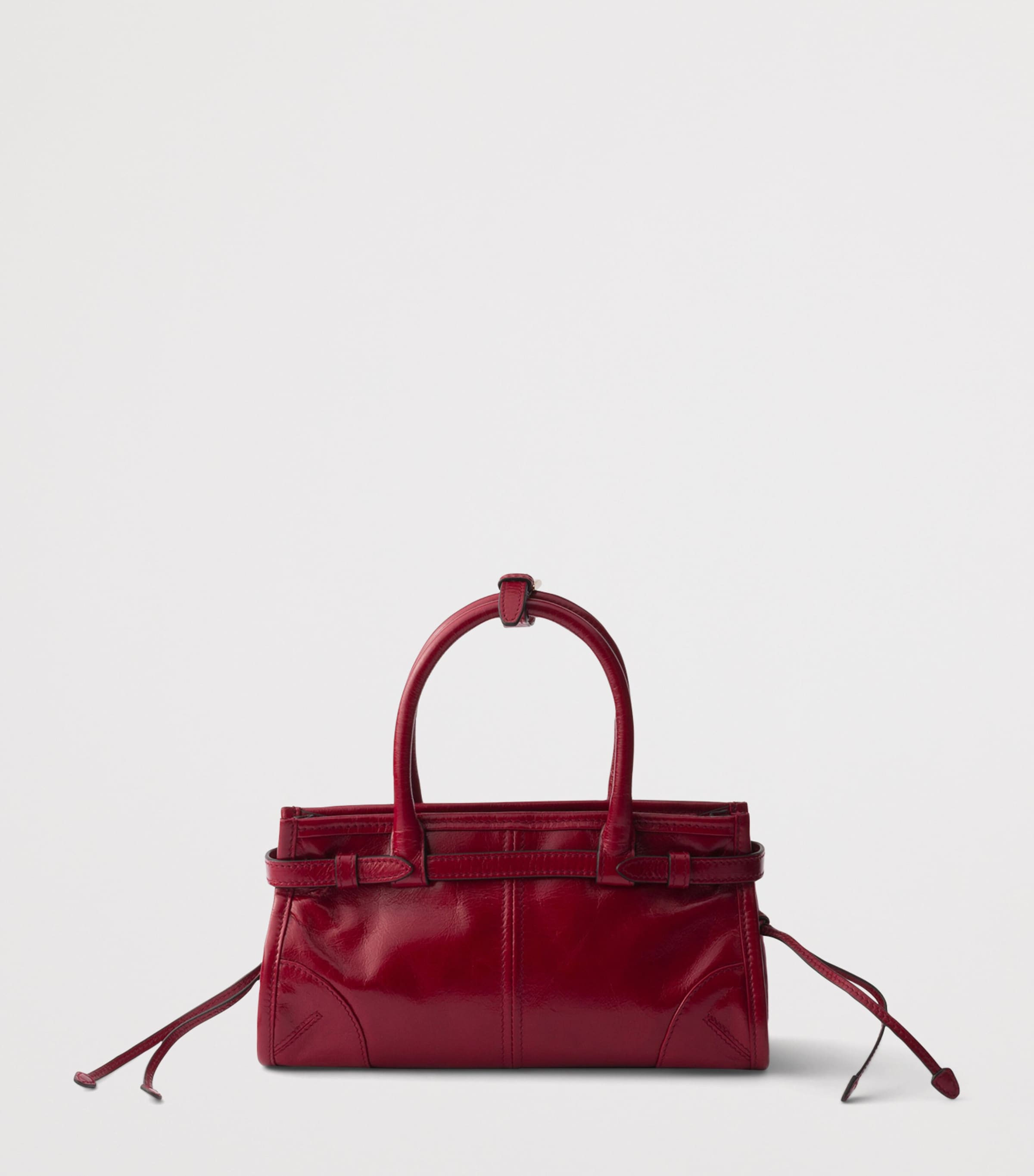 Prada Mini Leather Bonnie Top-Handle Bag Red Image 6