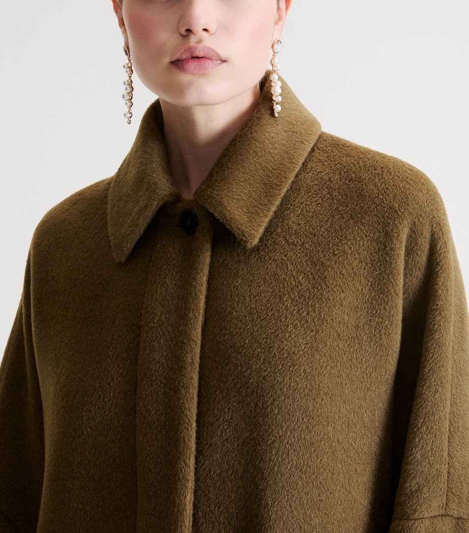 Marella Womens Alpaca-Virgin Wool Coat Kaki Image 5