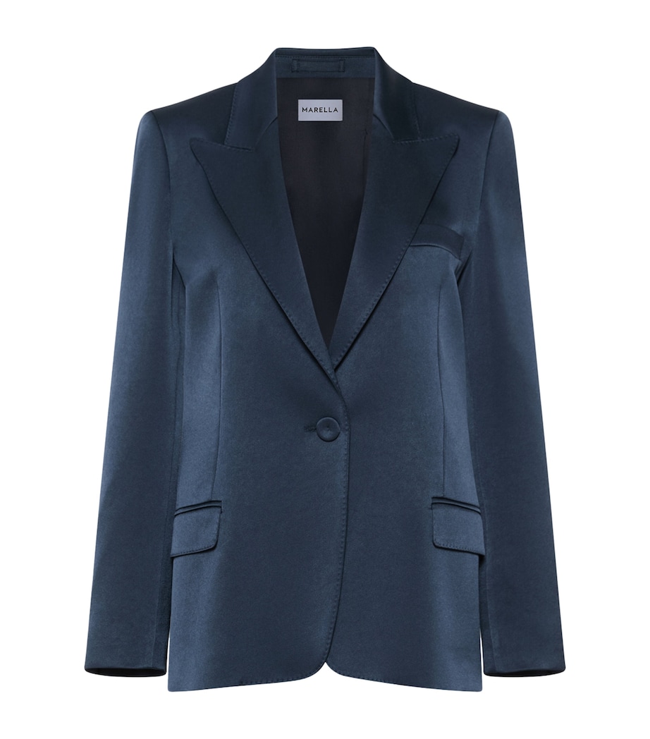 Marella Womens Satin Single-Breasted Blazer Aviation Image 1