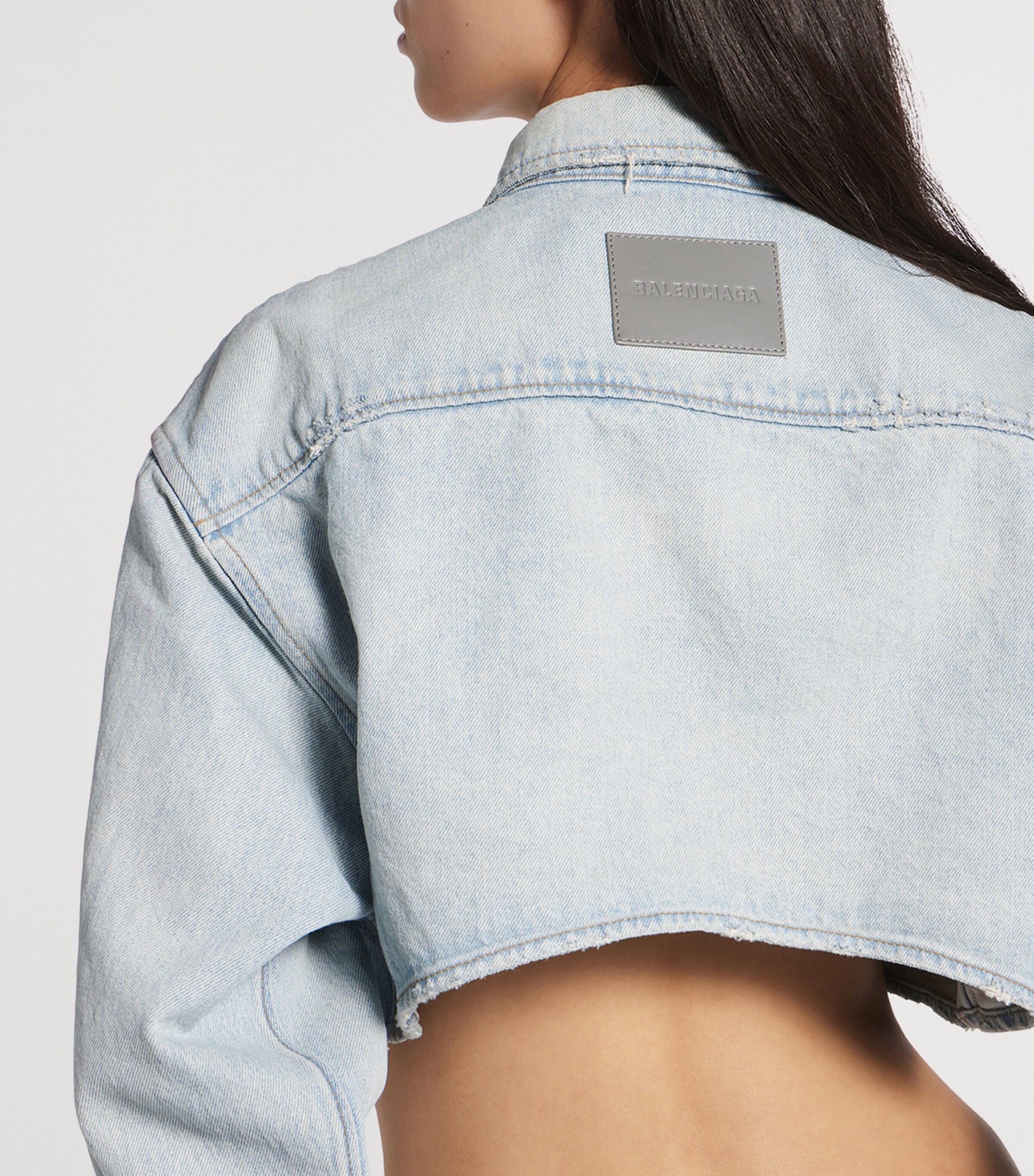 Balenciaga Womens Cropped Denim Shirt Image 6