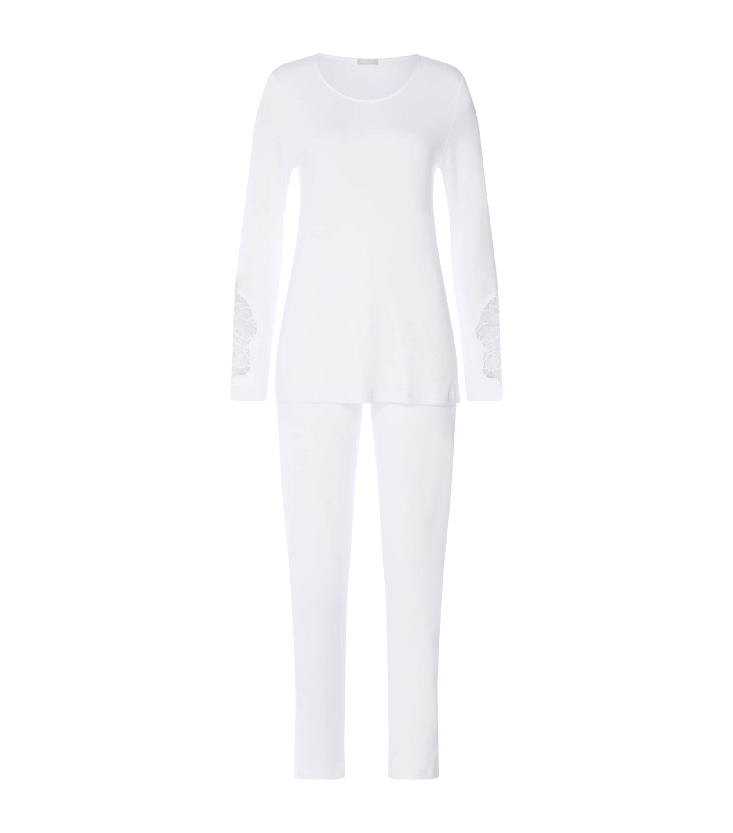 Hanro Womens Cotton Lace-Trim Belen Pyjama Set White Image 1