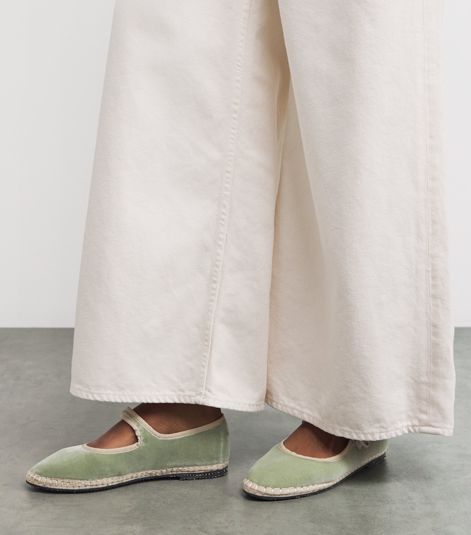 Flabelus Velvet Uta Mary Janes Green Image 2