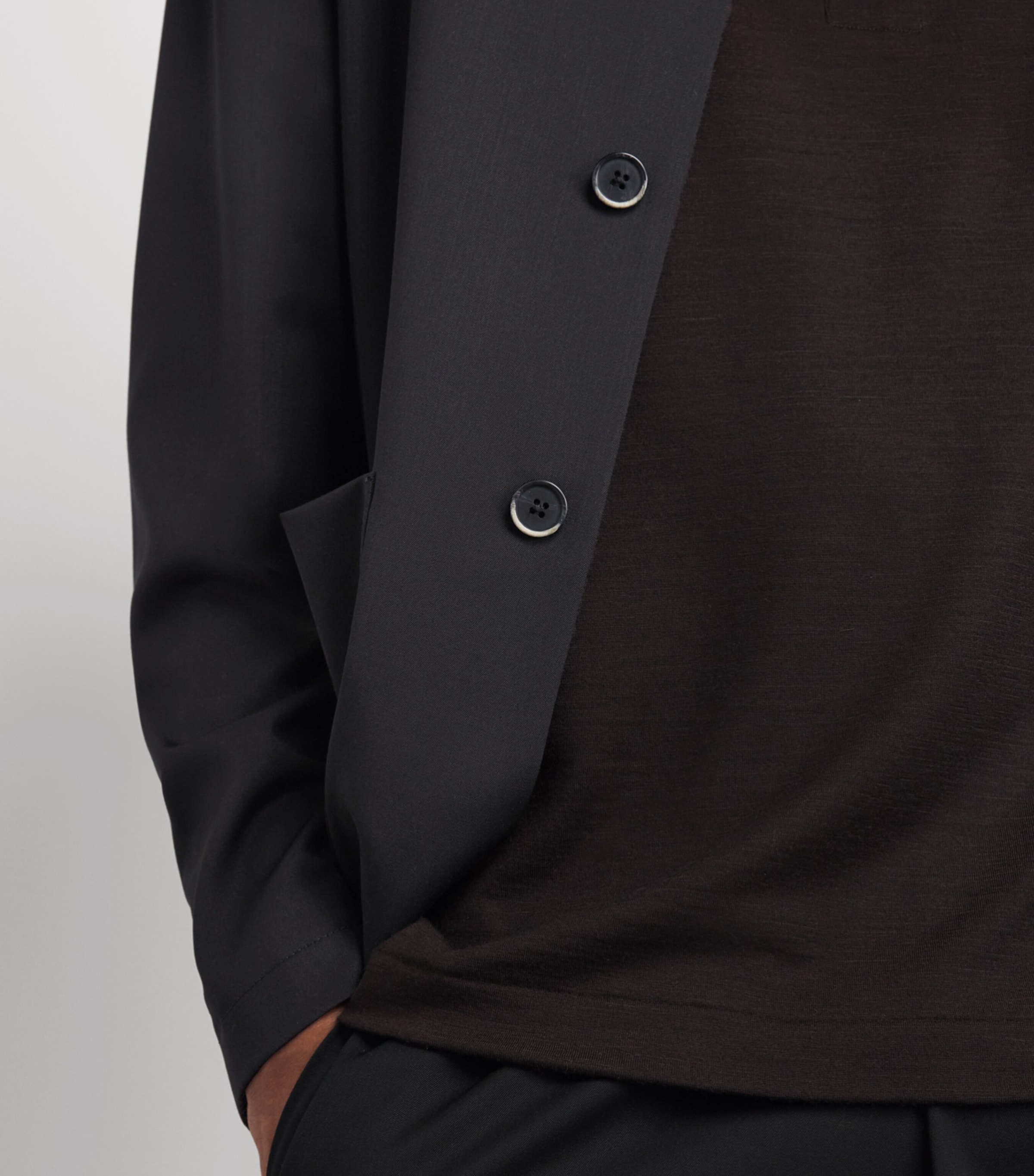 Barena Mens Stretch-Wool Gabardine Overshirt Nero Image 3