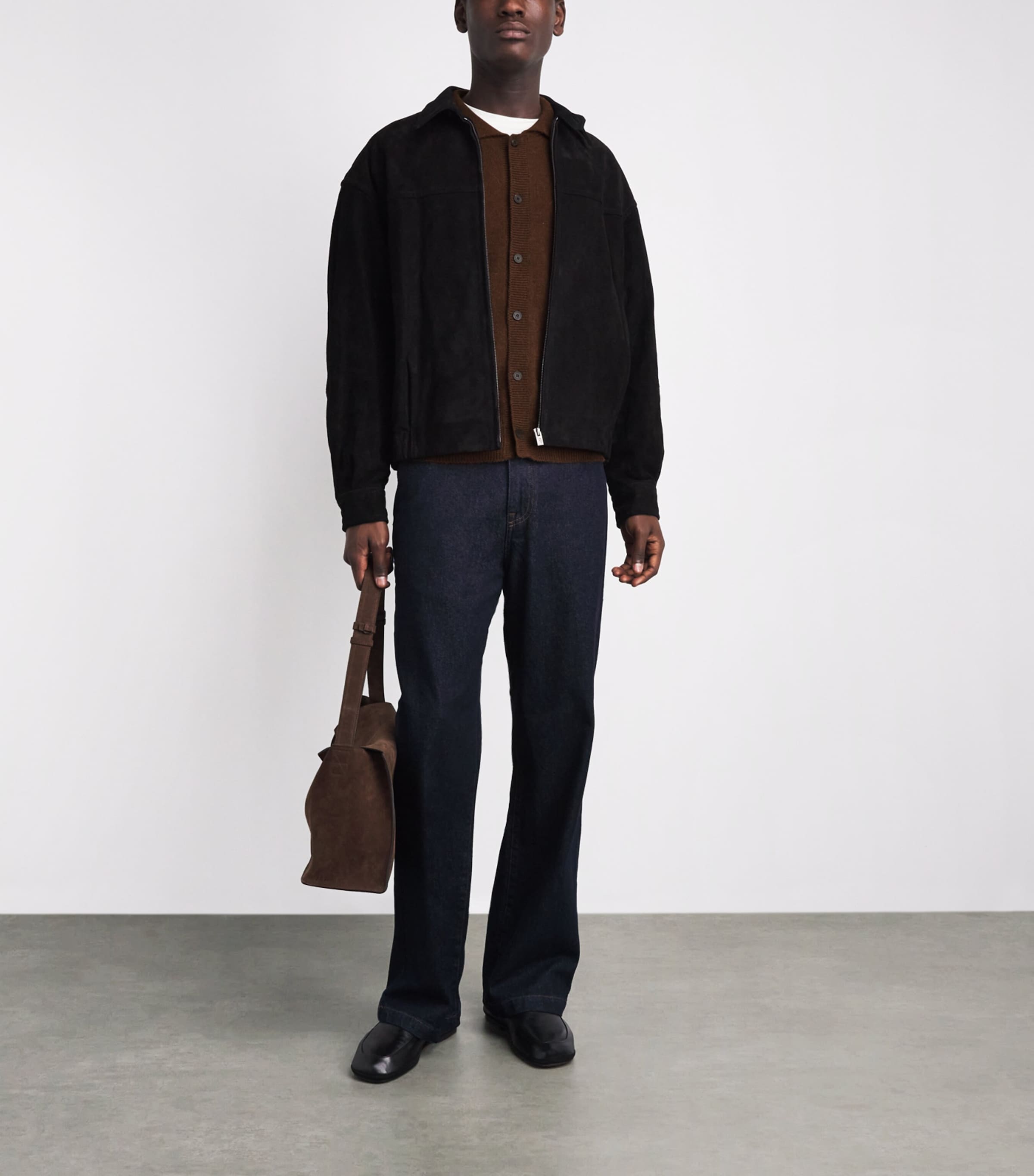 Le 17 Septembre Mens Wool-Alpaca Collar Cardigan Brown Image 2