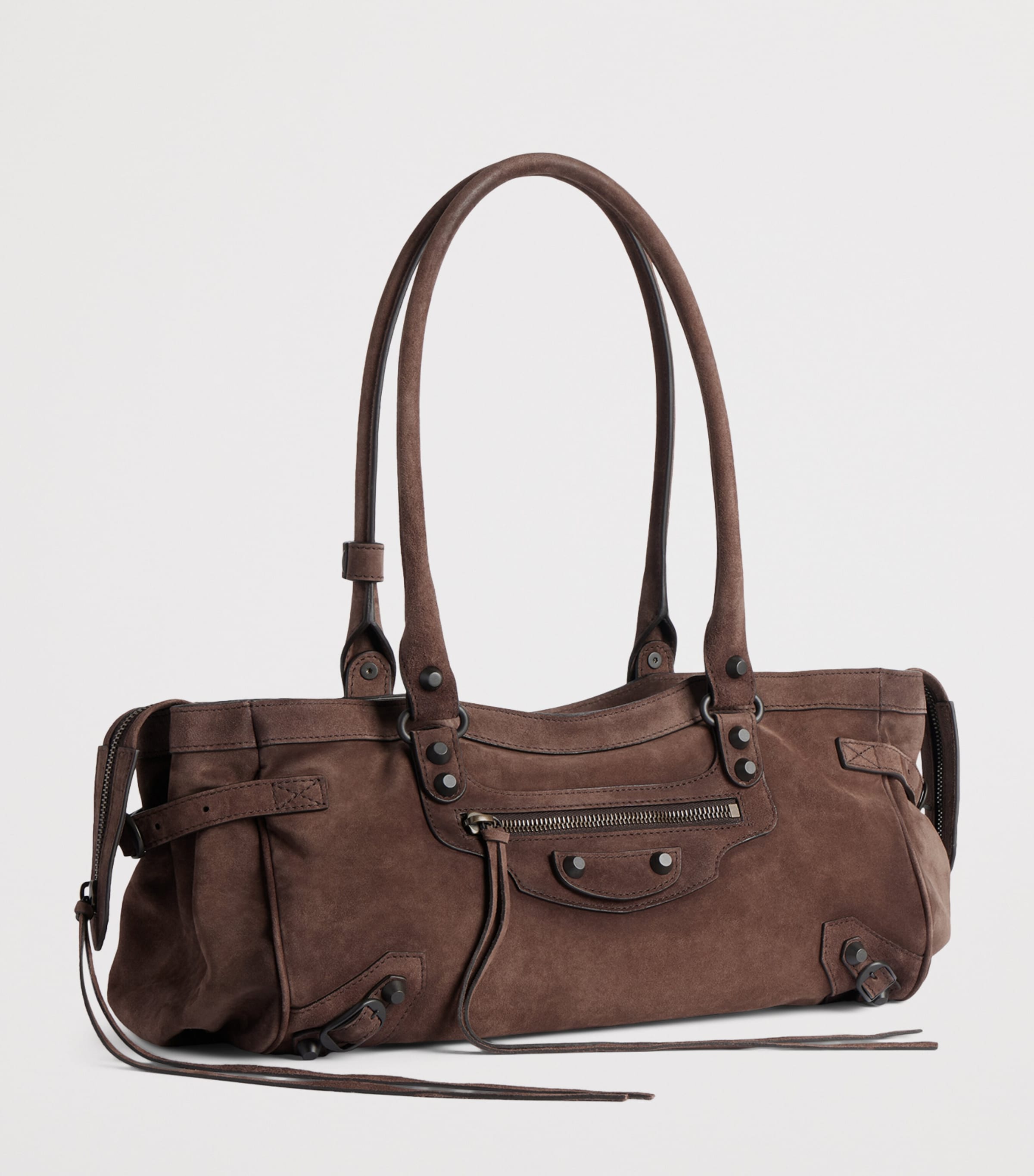 Balenciaga Brown Suede Le City East West Shoulder Bag | Harrods US