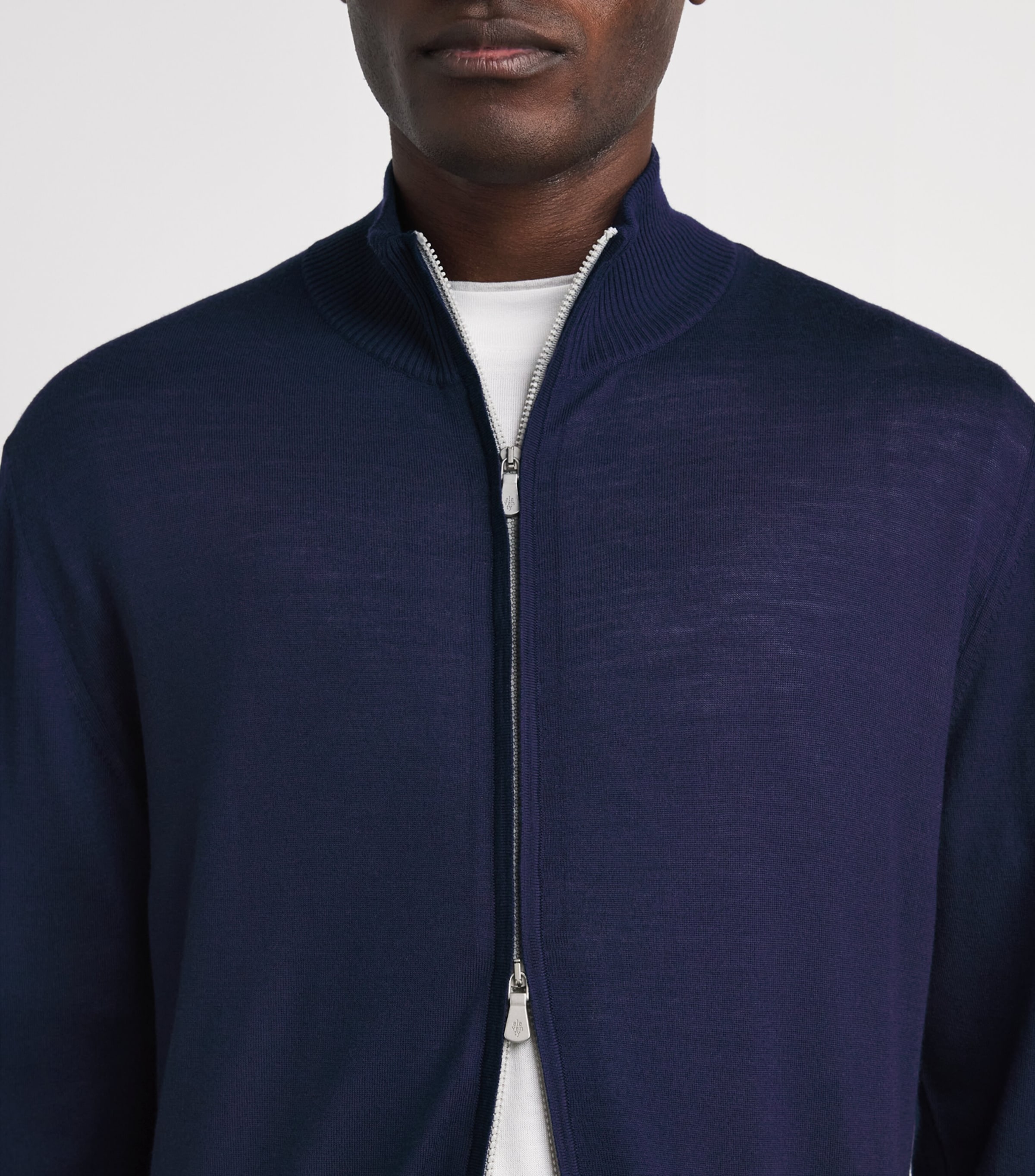 Eleventy Mens Wool Zip-Up Cardigan Royal Image 3