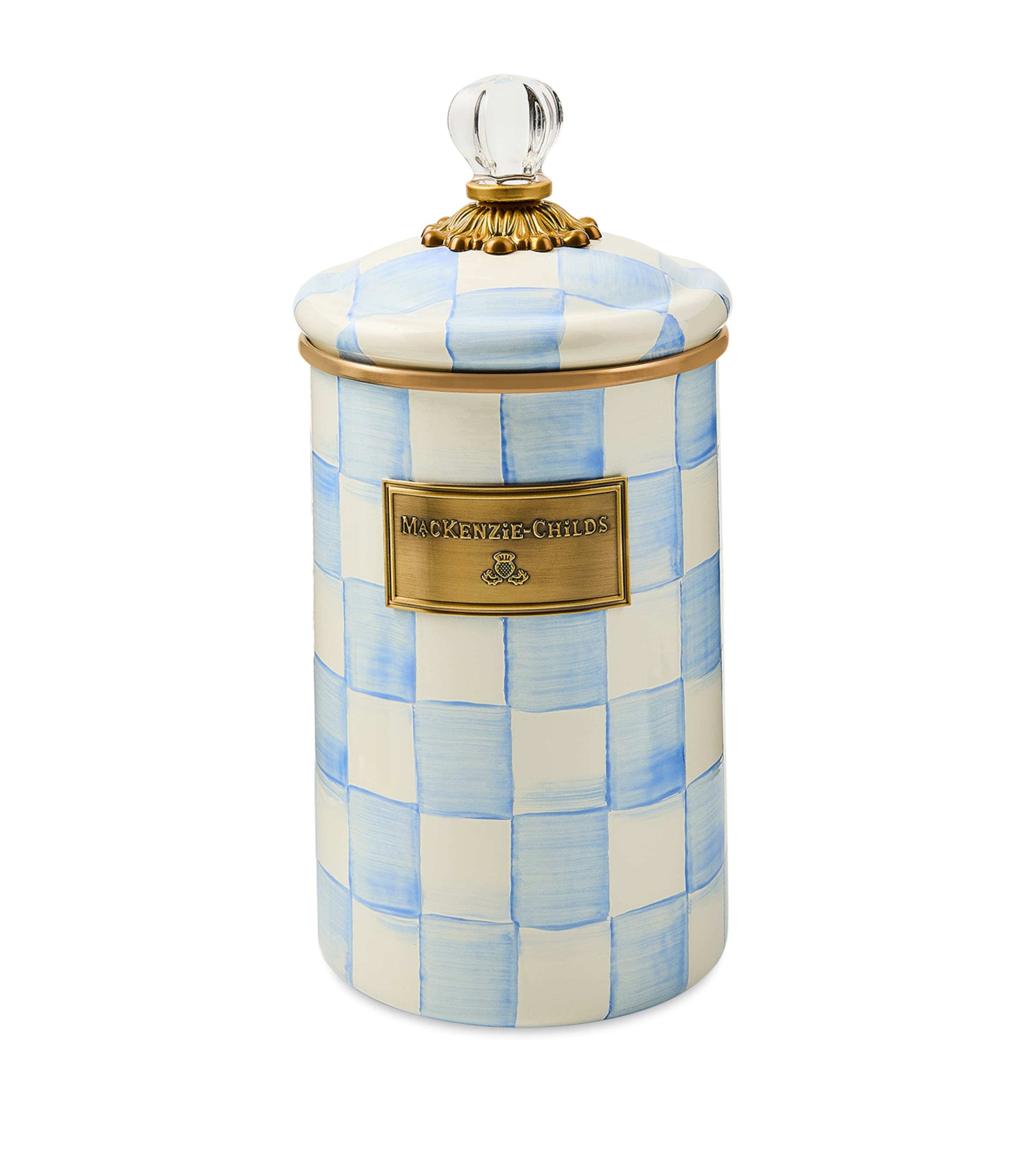 MacKenzie-Childs Large Sky Check Cannister (25cm) Blue Image 1