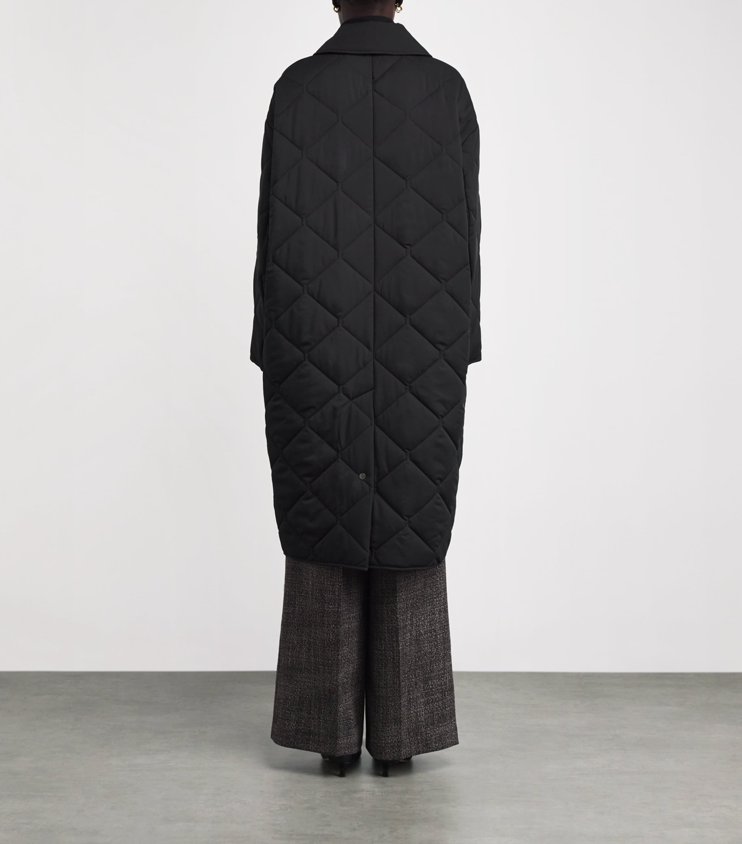Diamond Quilted Penny Coat BLACK Image 4