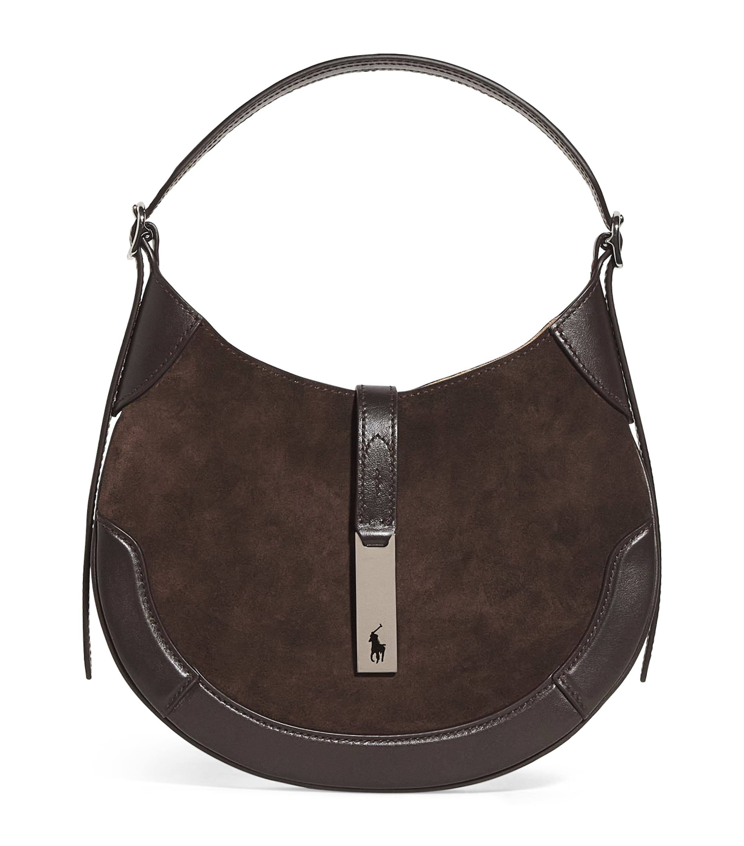 Polo Ralph Lauren Small Suede Id Shoulder Bag In Brown