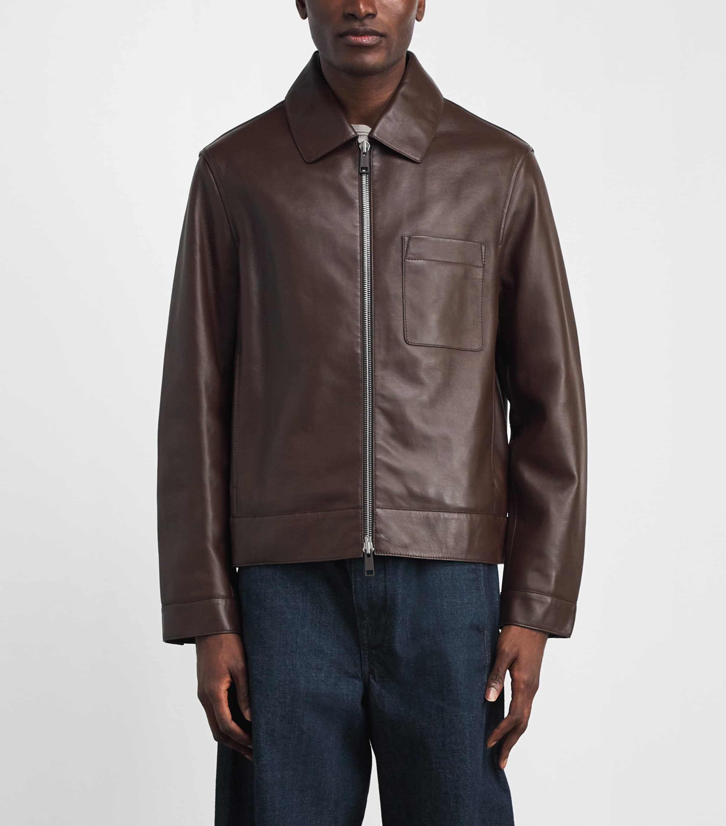Yves Salomon Mens Lambskin Zip-Up Jacket Chia Image 4
