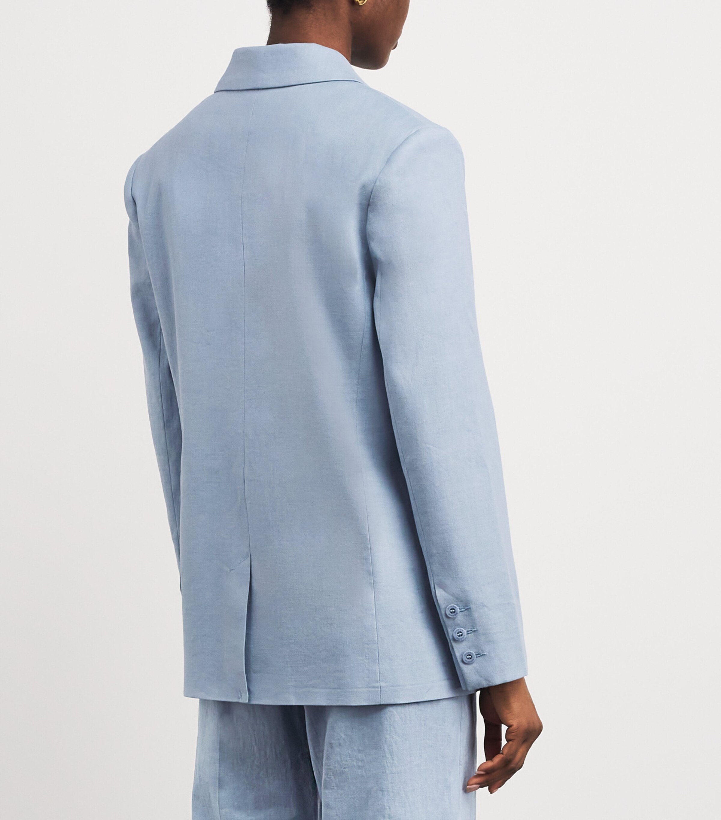 Claudie Pierlot Womens Linen-Cotton Straight Blazer Grey Blue Image 5