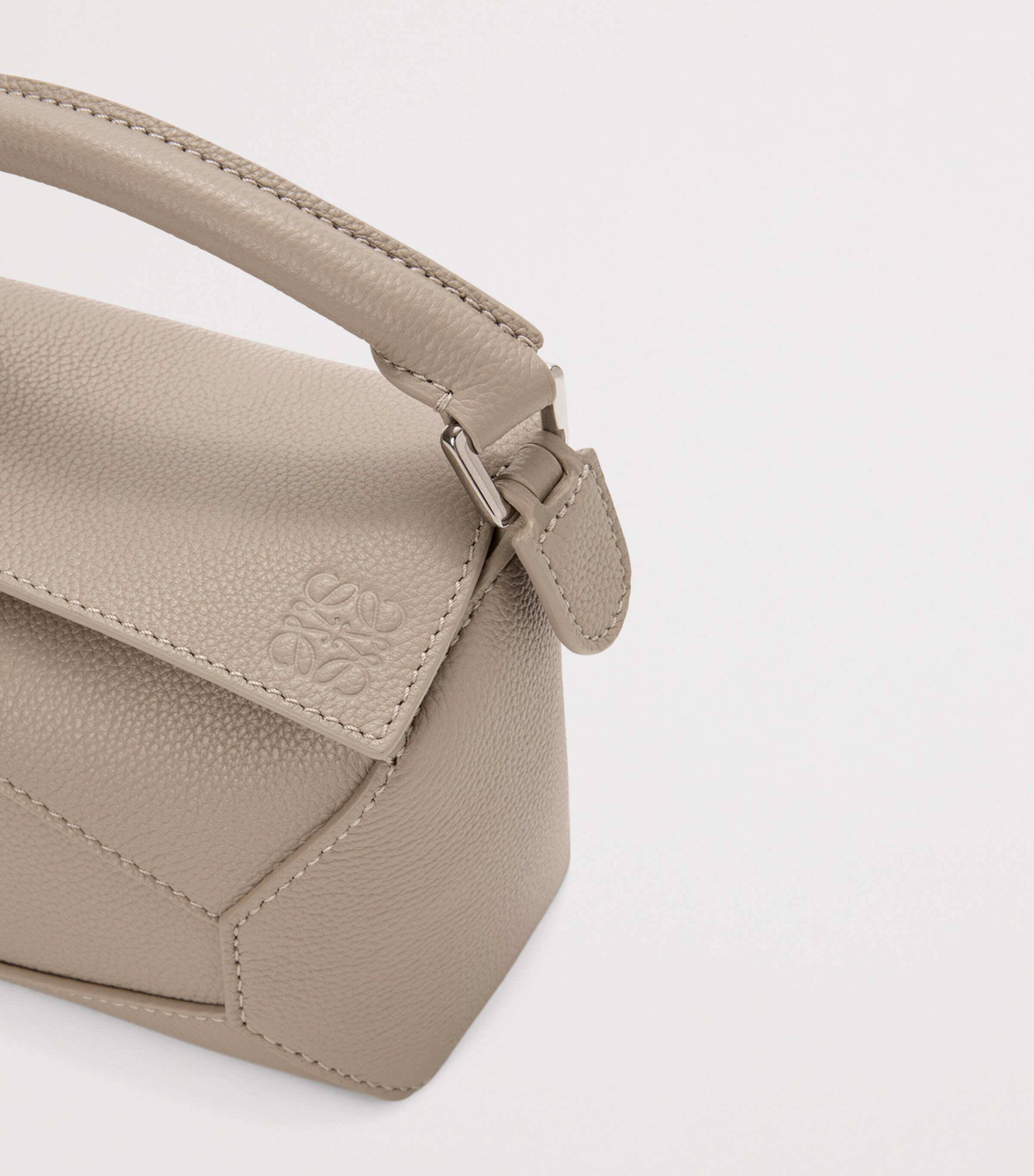 Mini Leather Puzzle Edge Top-Handle Bag CLAY Image 7