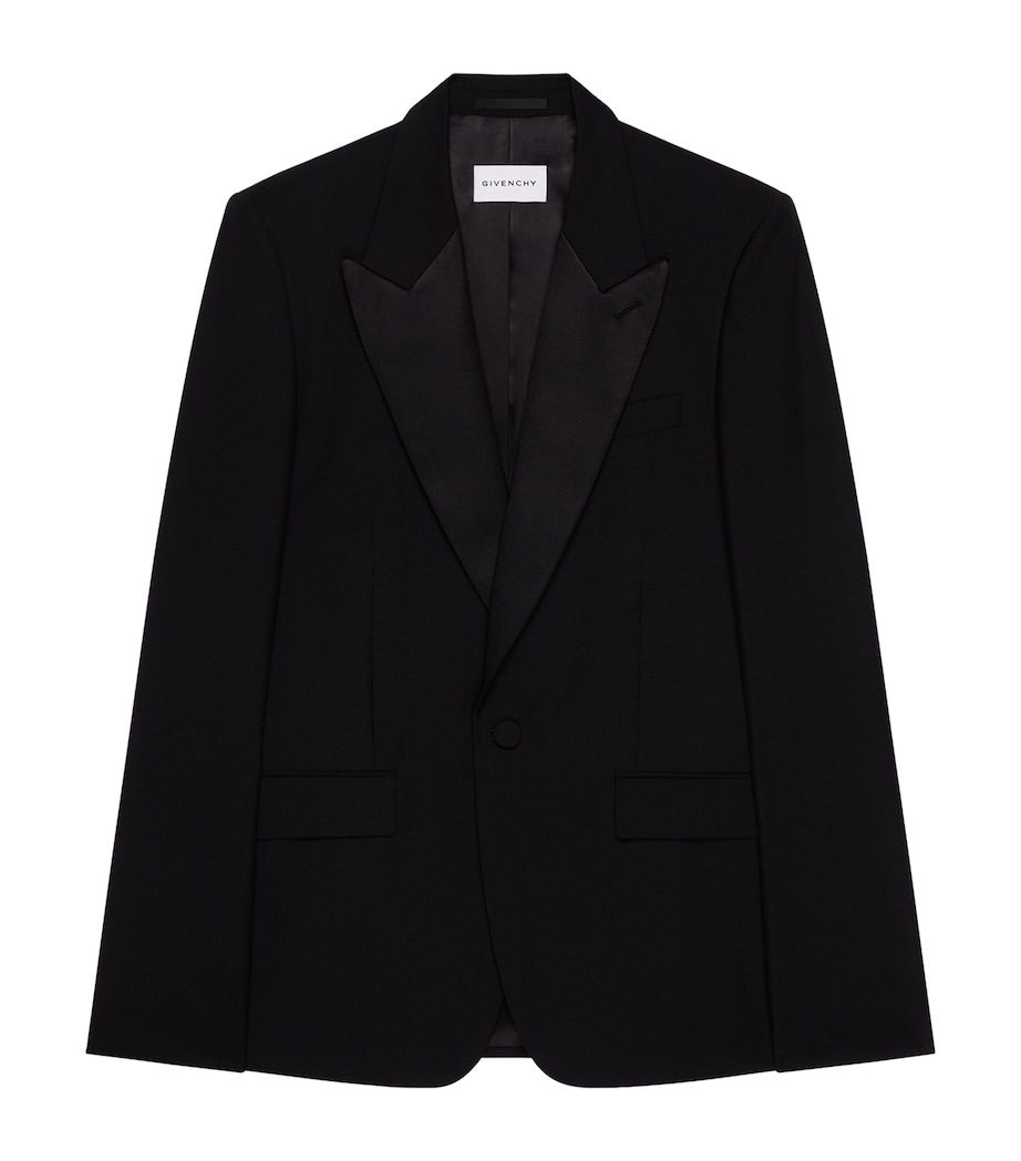 Wool-Mohair Satin Lapel Blazer BLACK Image 1