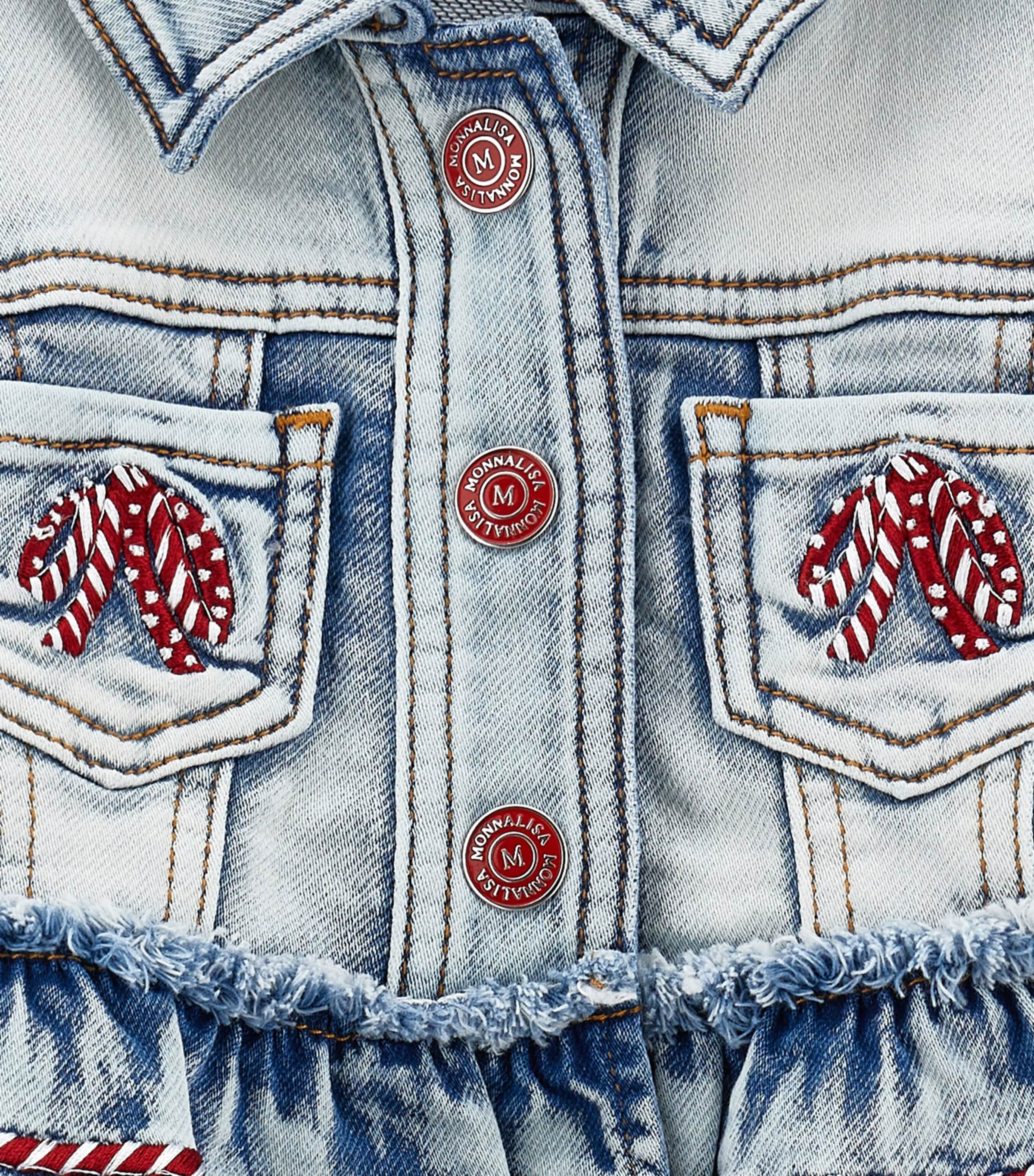 Embroidered Denim Jacket (3-36 Months) STONE BLEACH Image 3