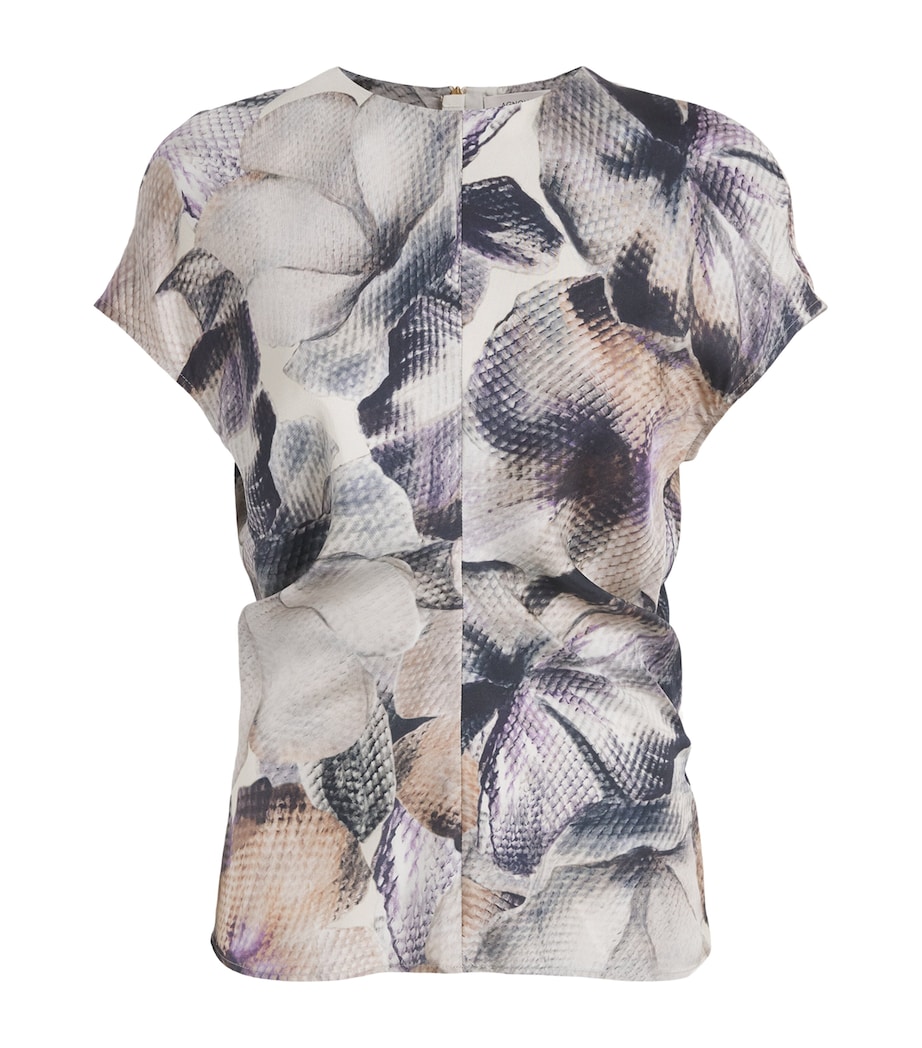 Agnona Womens Silk Floral Print Top Mauve Image 1
