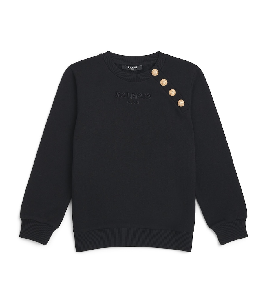 Balmain Kids Cotton Logo Sweatshirt (6-14 Years) Black/gold Image 1