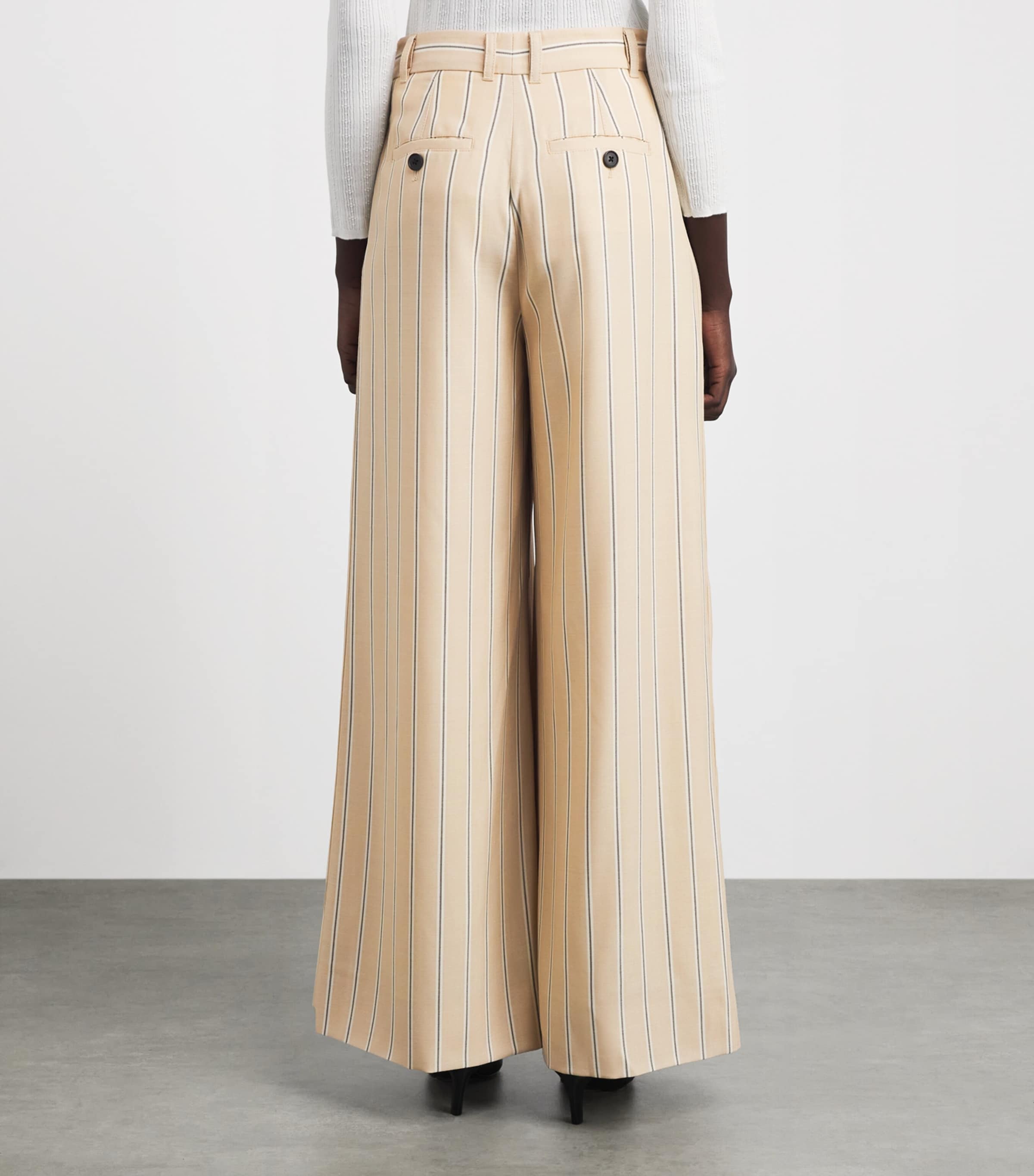 ME+EM Womens Wool-Blend Ultra-Wide Trousers Pale Stone Image 5