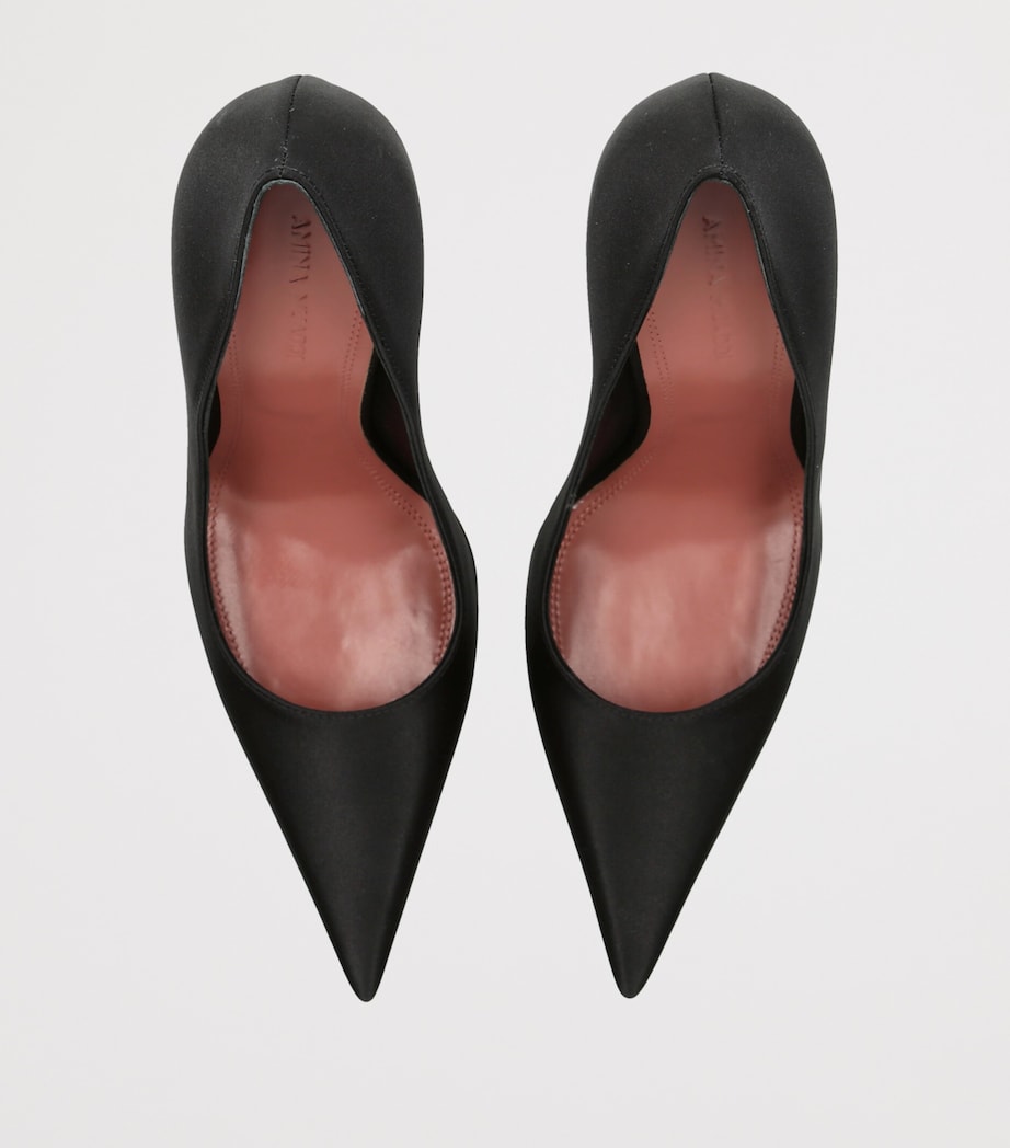 Amina Muaddi Satin Barbara Pumps 105 Black Image 3