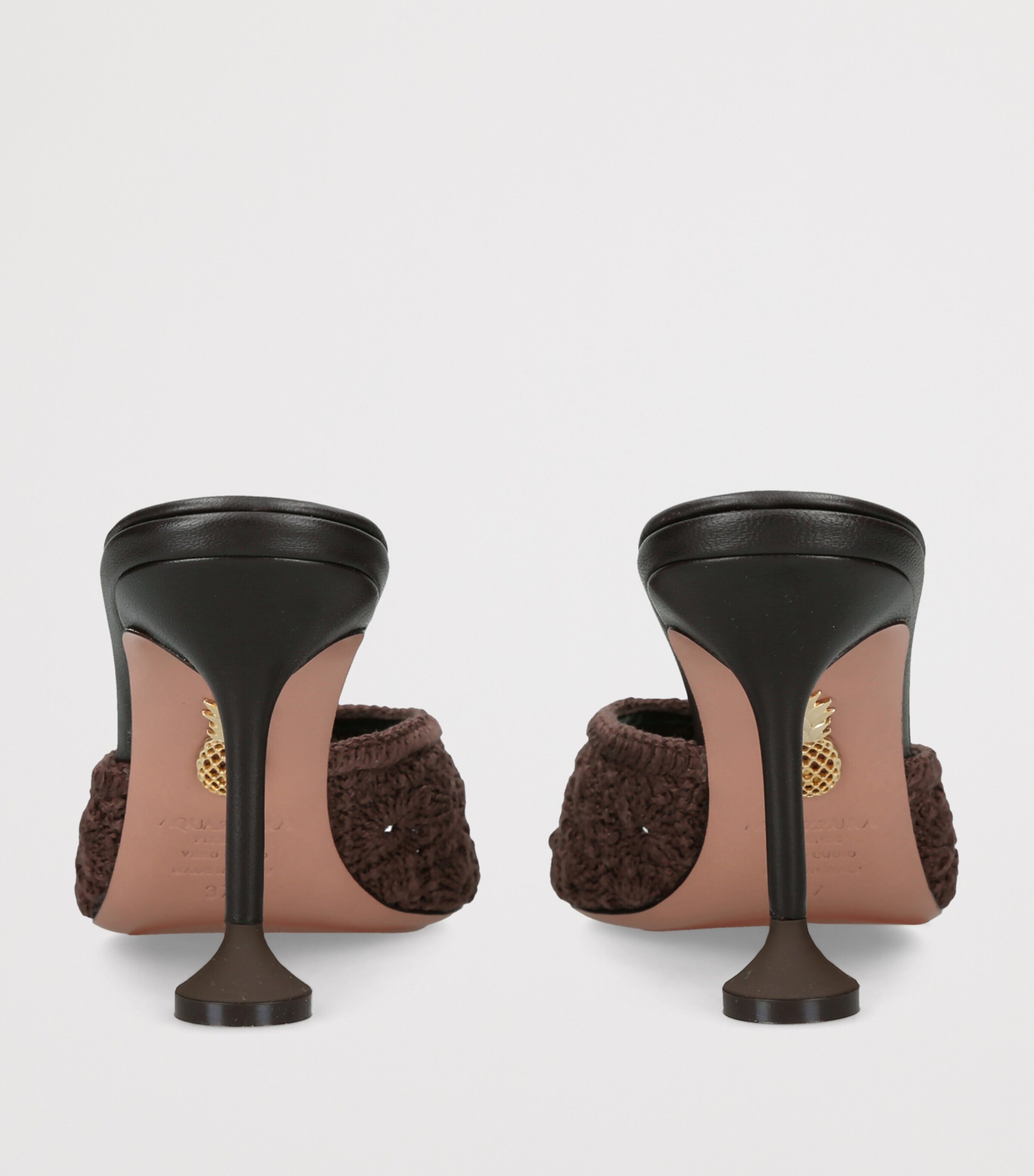 Aquazzura Woven Loom Mules 85 Dark Brown Image 2