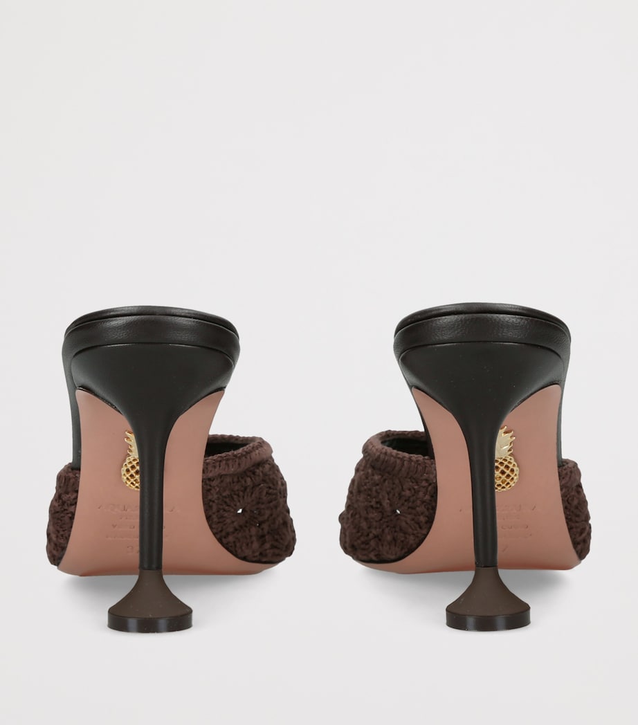Aquazzura Woven Loom Mules 85 Dark Brown Image 2