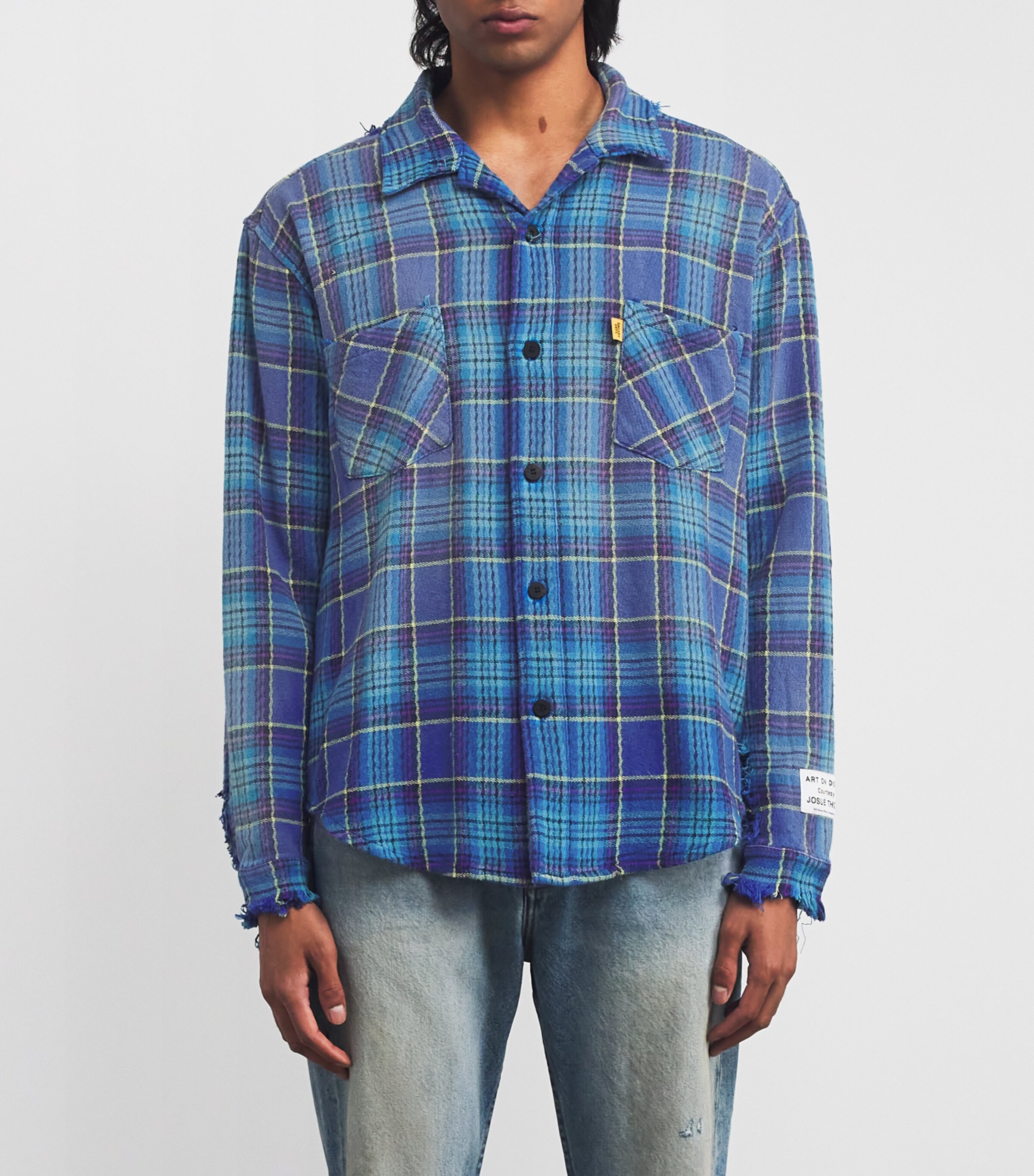 GALLERY DEPT. Mens Cotton Flannel Marley Shirt Blue Multi Image 3