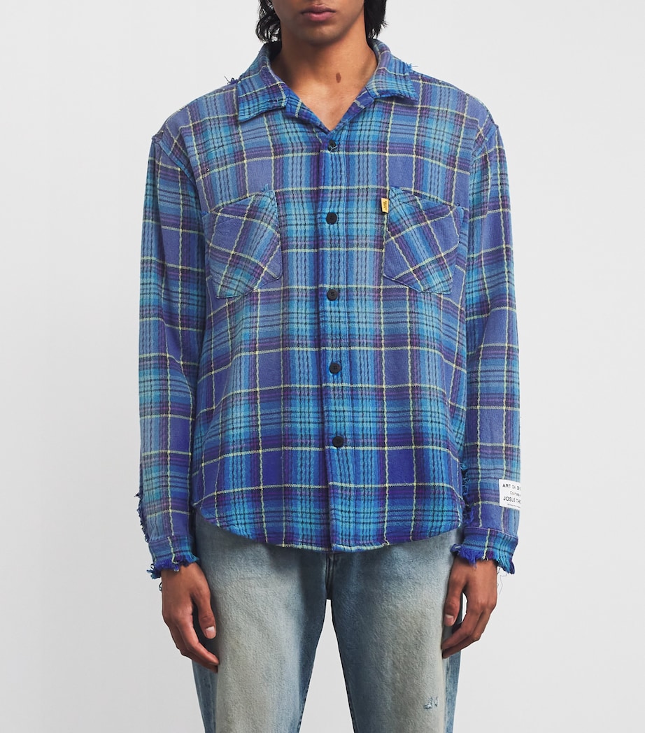 GALLERY DEPT. Mens Cotton Flannel Marley Shirt Blue Multi Image 3