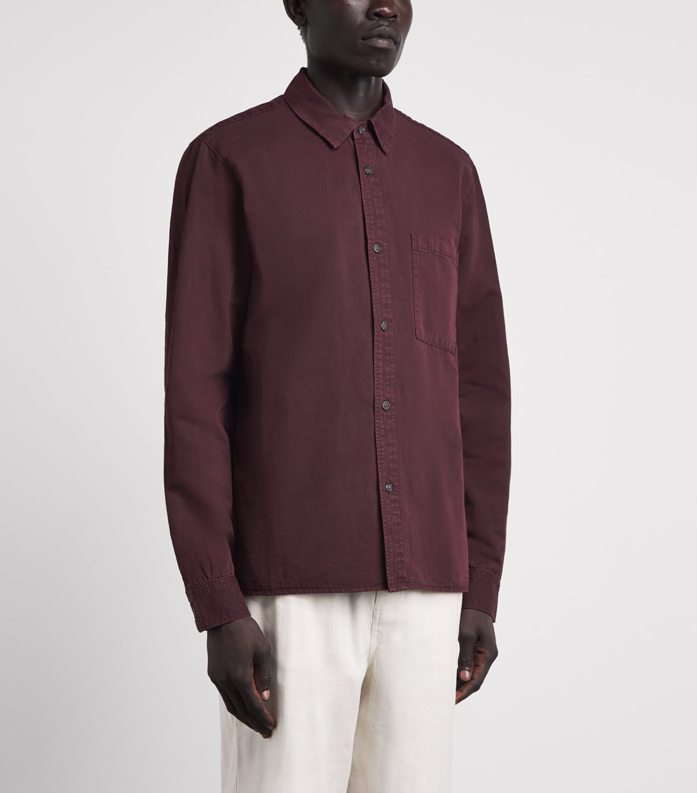 Citizens of Humanity Mens Cotton-Linen Cairo Shirt Burgundy Image 4