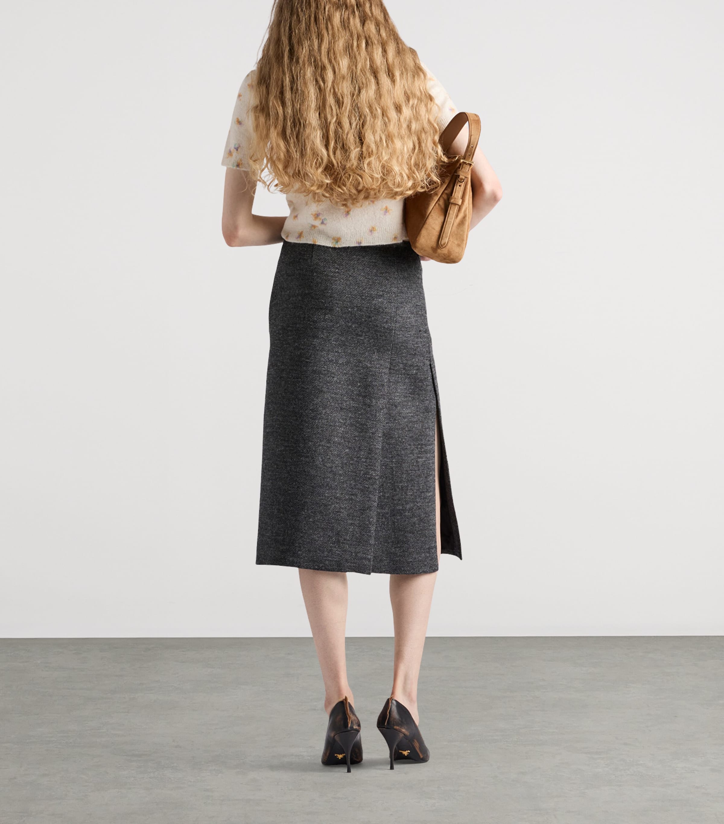 Wool Floral Short-Sleeve Sweater F0061 Image 5